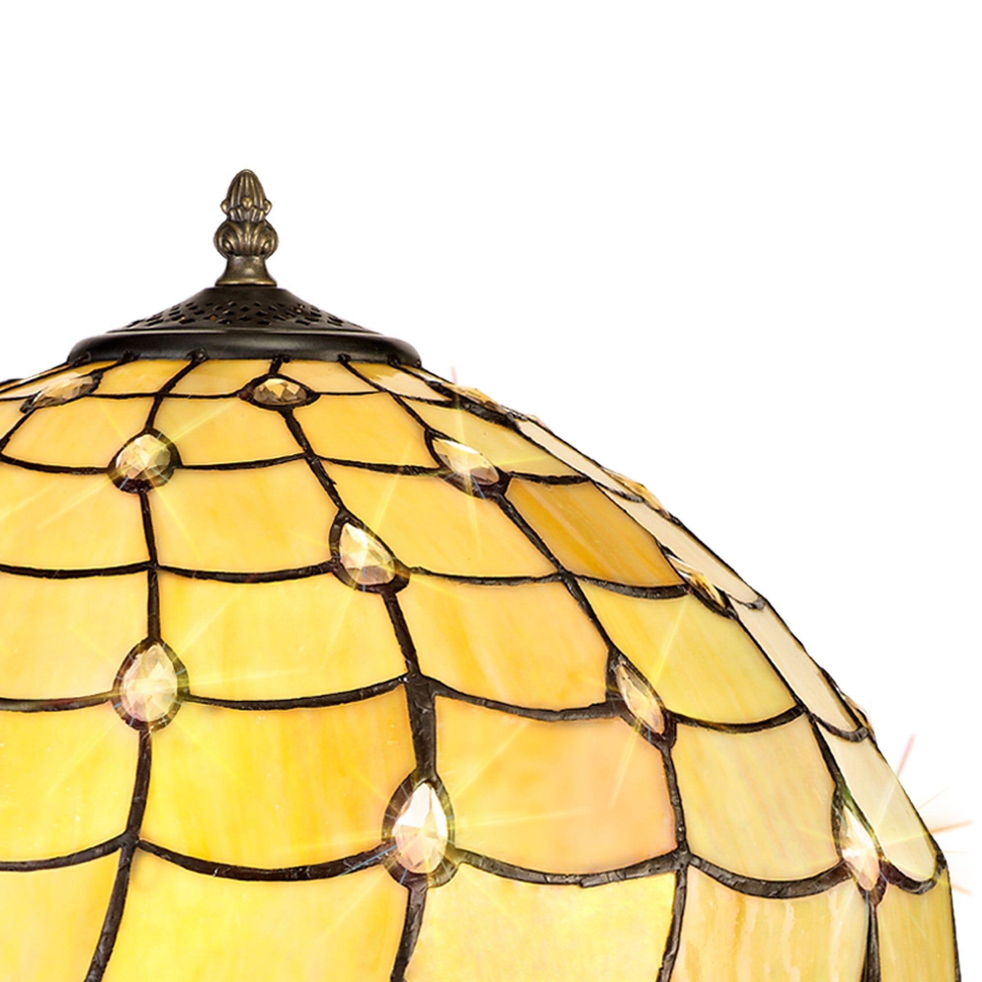 Aero 2 Light Stepped Design Floor Lamp with E27 Socket & 40/50cm Tiffany Shade - Beige, Clear Crystal, or Aged Antique Brass Finish | Perfect for Living Room, Bedroom, or Office Lighting