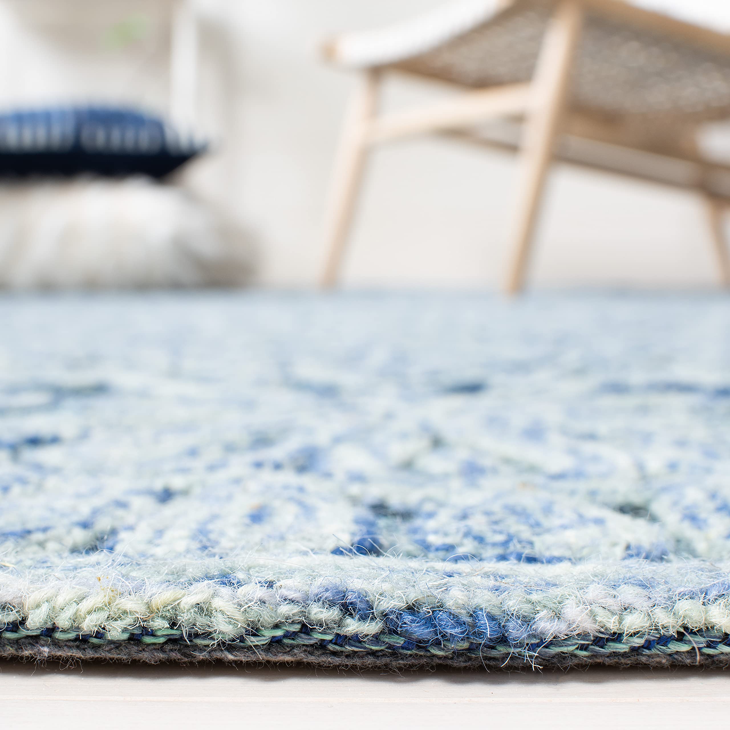 SAFAVIEH Trace Collection Handmade Wool Area Rug - 5' x 8' Blue & Light Green, Textured Design for Living Room & Bedroom, Durable for High Traffic Areas | Perfect for Home Decor, Family Gatherings & Cozy Spaces (TRC601M)