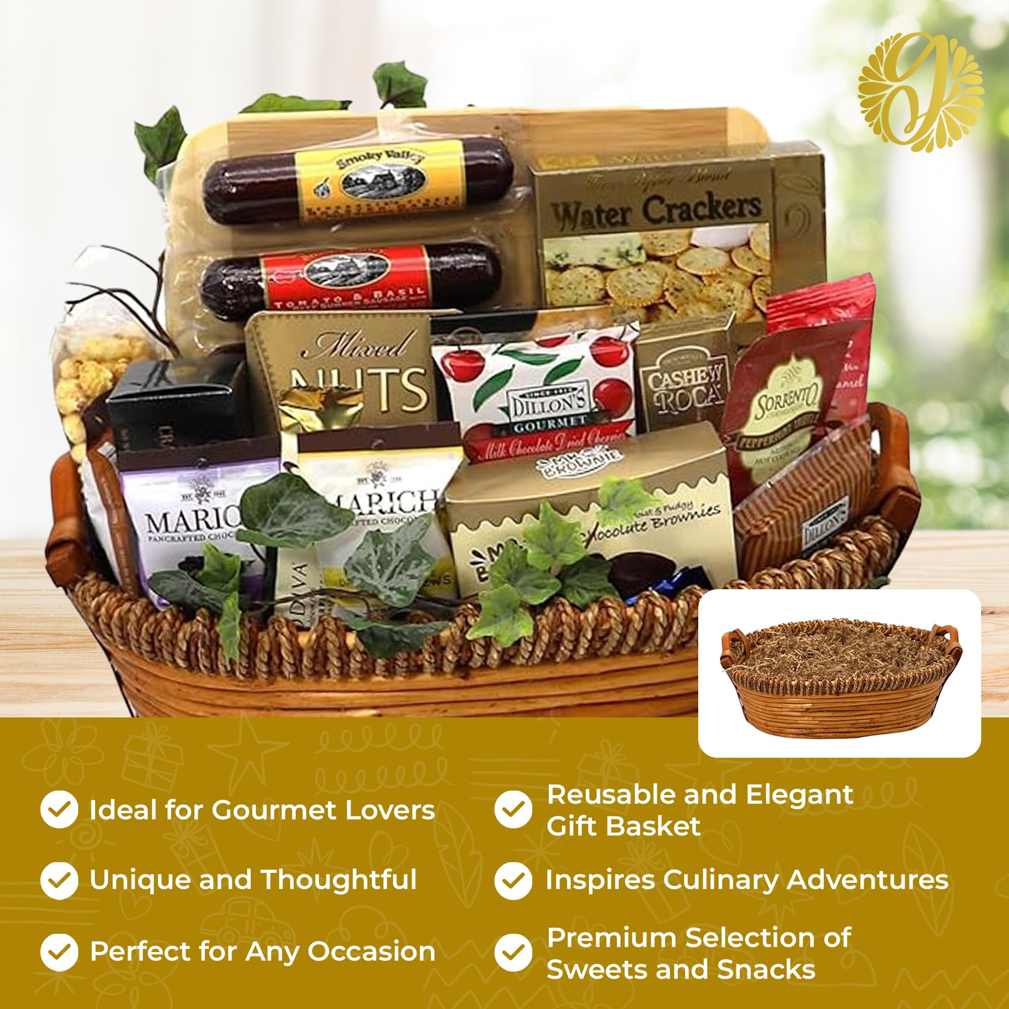 Premium Gourmet Gift Basket XL - Deluxe Food Gift Basket with Sweets, Snacks & Treats - Made in USA - Perfect for Birthdays, Holidays & Corporate Gifts - Luxury Gift Baskets for Men & Women - Ideal for Christmas, Thanksgiving & Special Occasions