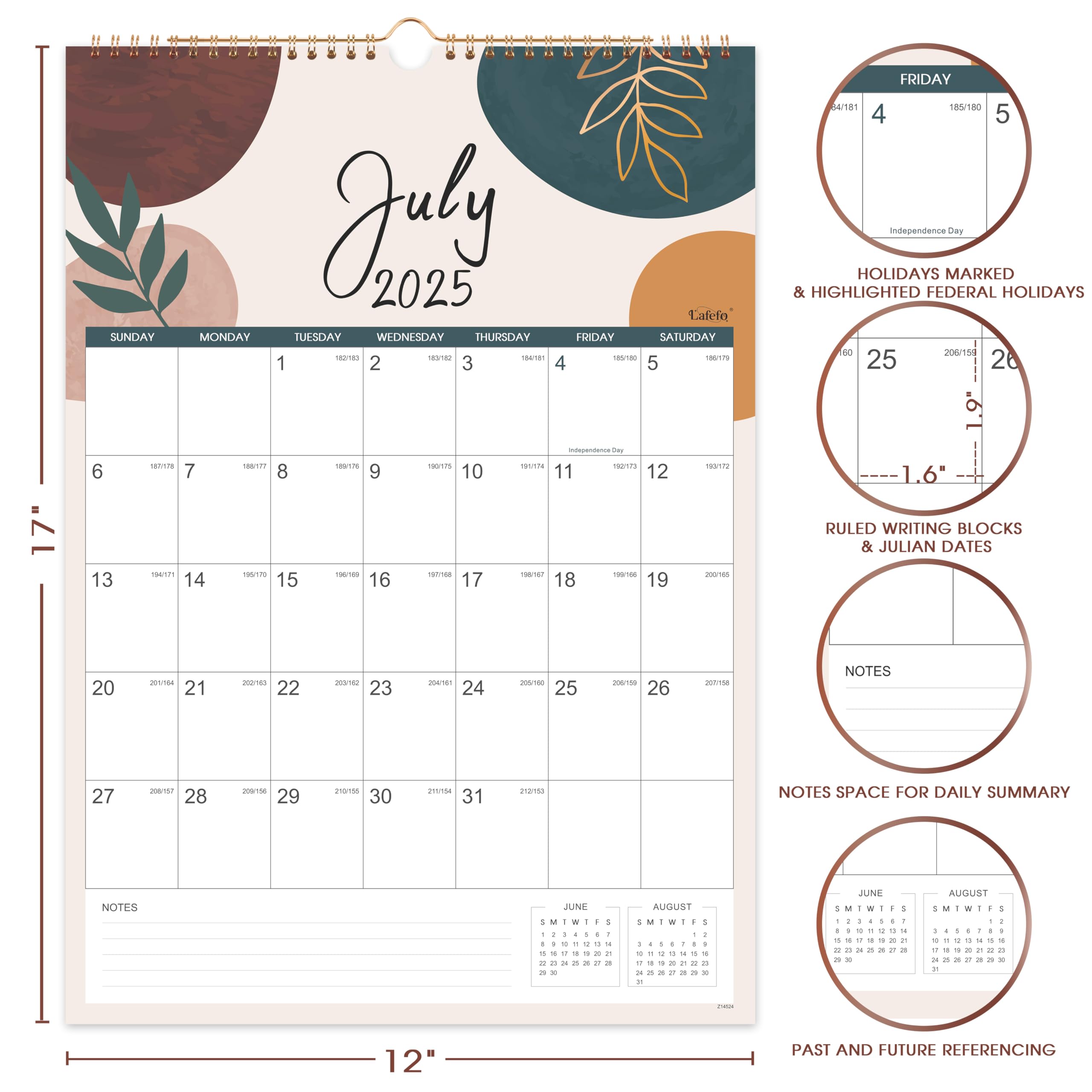 2025-2026 Wall Calendar | 18-Month Planner (July 2025 - December 2026) | 17