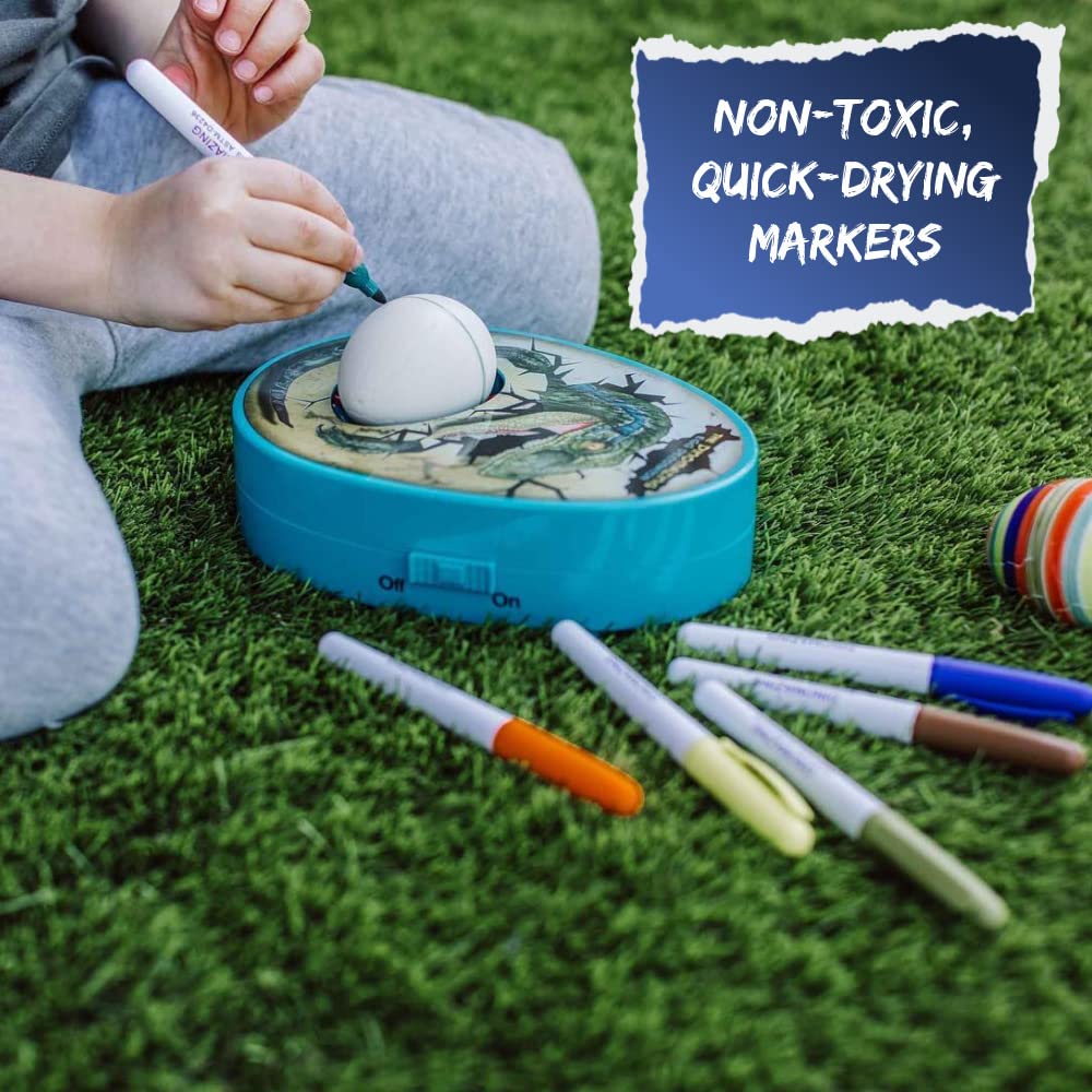 **Eggmazing Egg Decorator Kit – DinoMazing Dinosaur Egg & Year-Round Decorating Spinner | Arts & Crafts Activity with Non-Toxic Markers & Slime | Perfect for Easter, Birthday Parties & Kids' Creative Play**