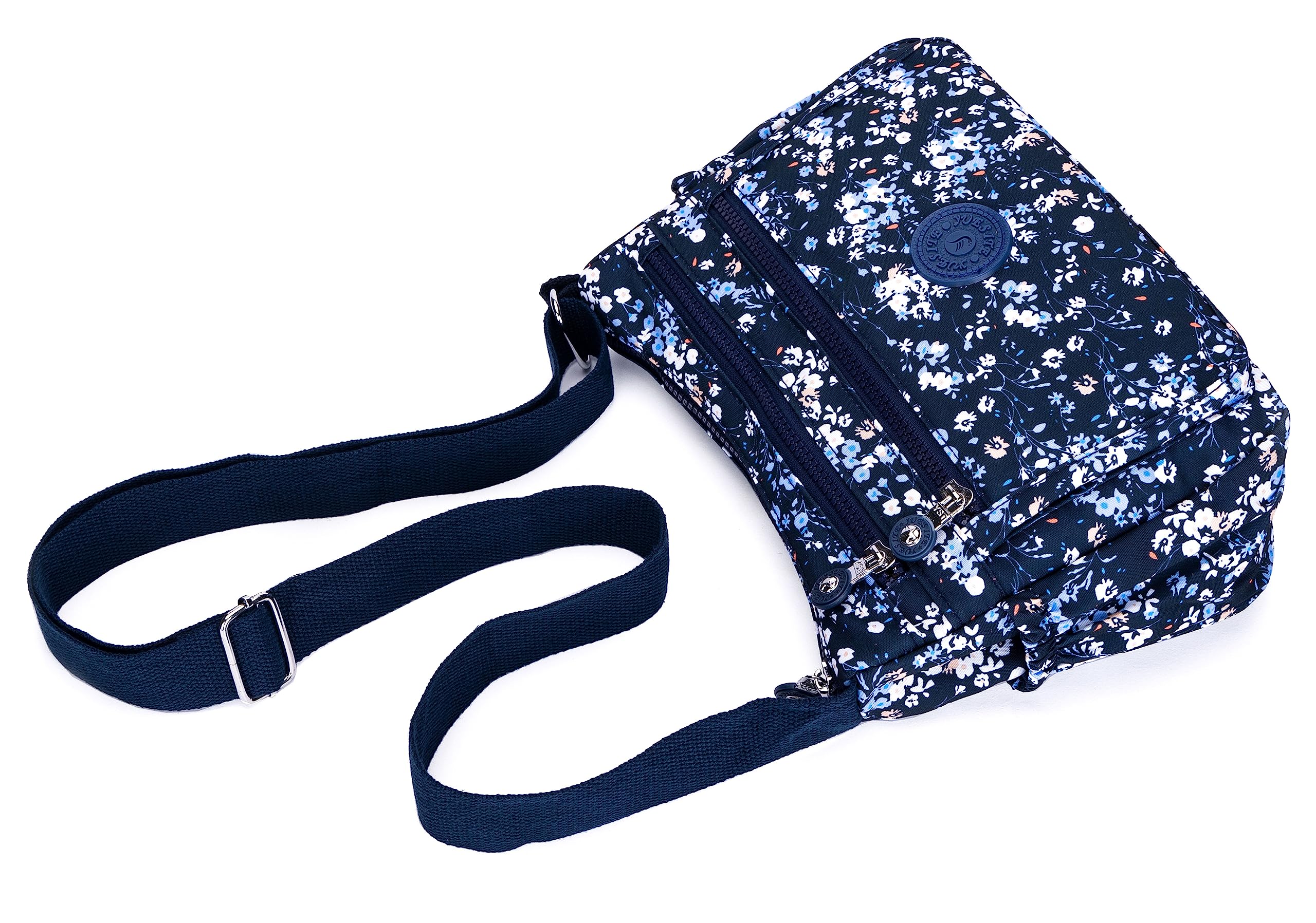 Stylish Nylon Floral Crossbody Bag for Women - Multi-Pocket Shoulder Purse with Adjustable Strap, Perfect for Travel, Shopping & Daily Use
