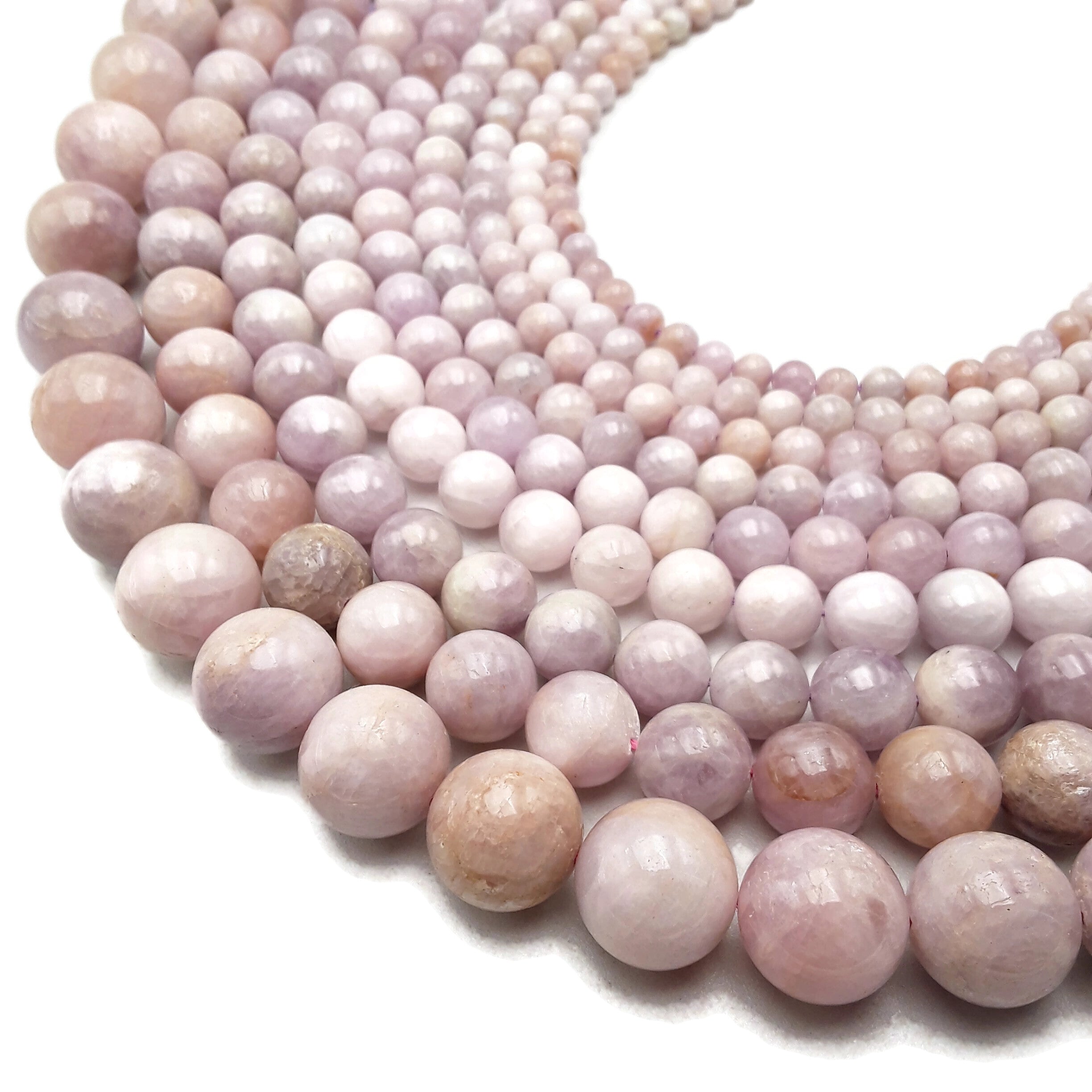Light Purple Kunzite Smooth Round Beads - 5mm 6mm 8mm 9mm 10mm 12mm 15.5mm 18mm - 15.5 Inch Strand - DIY Jewelry Making, Bracelets & Necklace Crafting Supplies