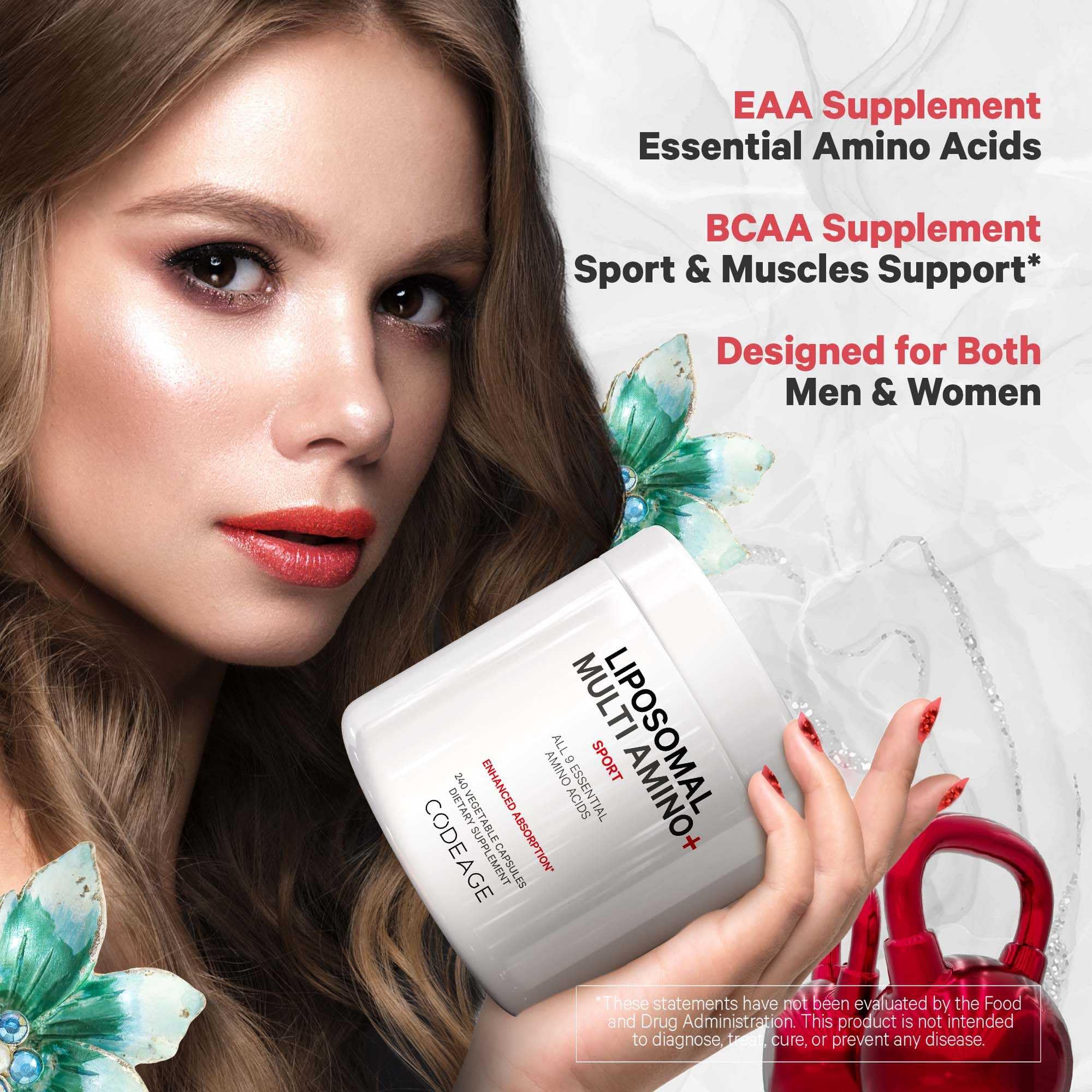 Codeage Multi Amino+ BCAA & EAA Supplement with All 9 Essential Amino Acids - Free-Form Branched-Chain Amino Acid Pills for Muscle Recovery & Performance - Vegan, Liposomal Delivery, 240 Capsules - Ideal for Pre & Post Workout, Fitness & Athletic Training