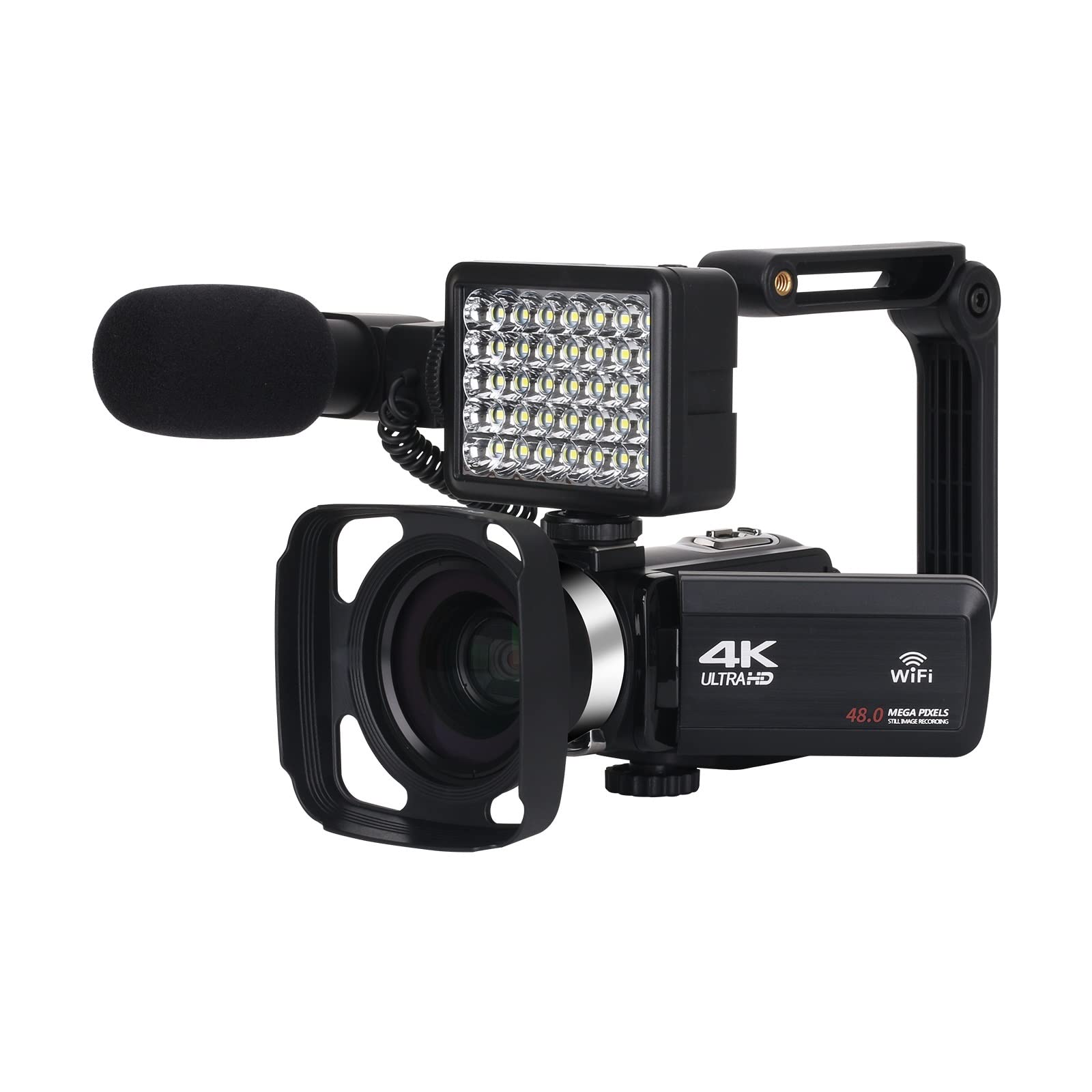 4K UHD Digital Video Camera with WiFi & Rotating Touch Screen - 48MP Vlogging Camera for YouTube, Live Streaming, Travel & Sports (Includes 16GB SD Card & Full Accessories) - Perfect for Content Creators, Travel Vloggers & Live Streamers