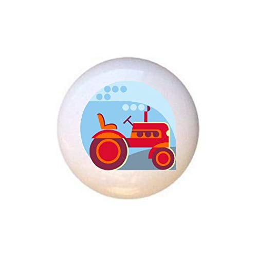 Vintage Farm Tractor Design Ceramic Cabinet Knobs - Glossy Drawer Pulls for Dresser & Furniture (Set of 10) - Perfect for Farmhouse, Rustic & Country Style Home Decor