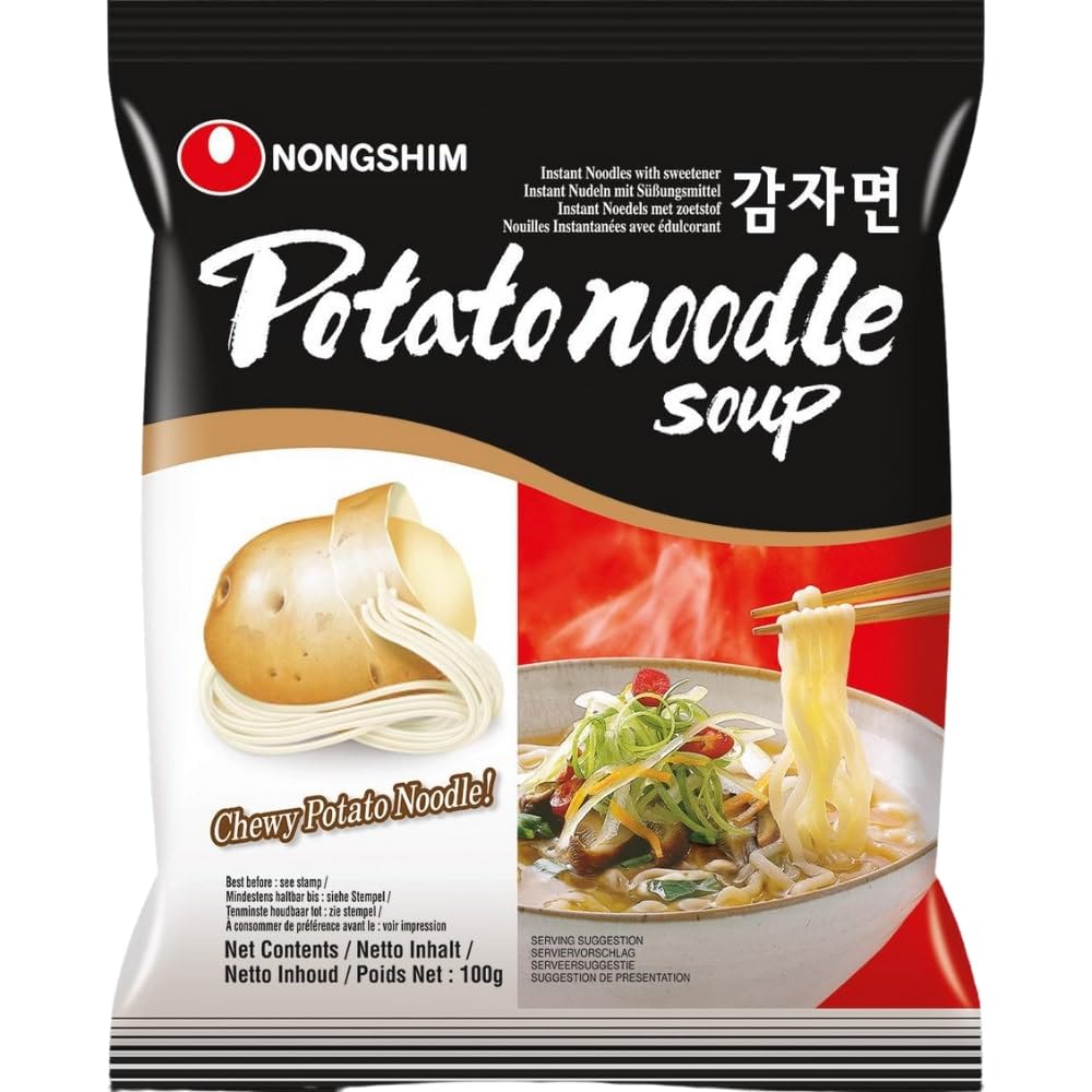 Nong Shim Potato Noodle Soup - Korean Instant Ramen with Potato Noodles - Quick & Easy 100g Pack - Perfect for Quick Lunches, Late Night Snacks & Asian Food Lovers