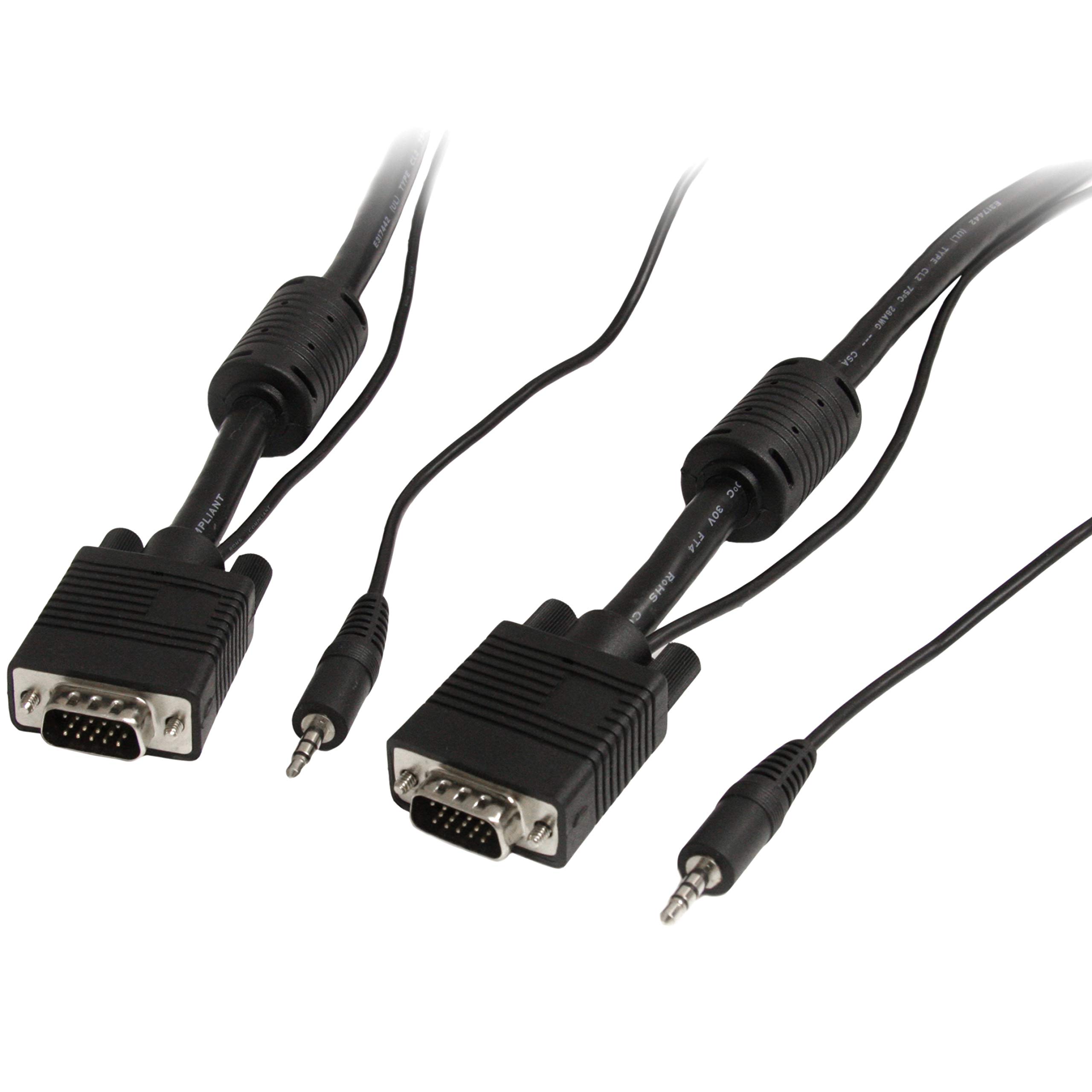 High Resolution VGA to 3.5mm Audio Cable - HD15 Male to Mini-Phone Stereo Connector for PC, Monitor, TV & Home Theater Systems - Perfect for Gaming, Presentations & Multimedia Setup
