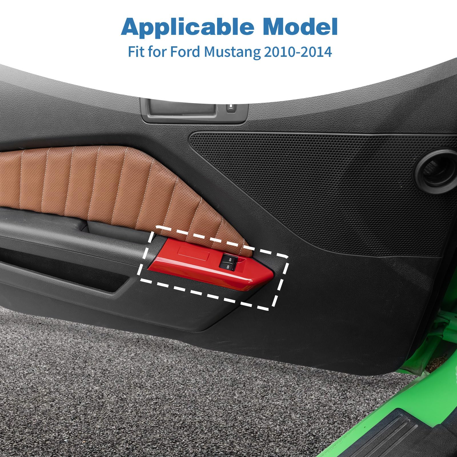 Red Power Window Switch Panel Cover Trim for Ford Mustang 2010-2014 | Interior Accessories Upgrade | Perfect for Car Enthusiasts & Customization Projects