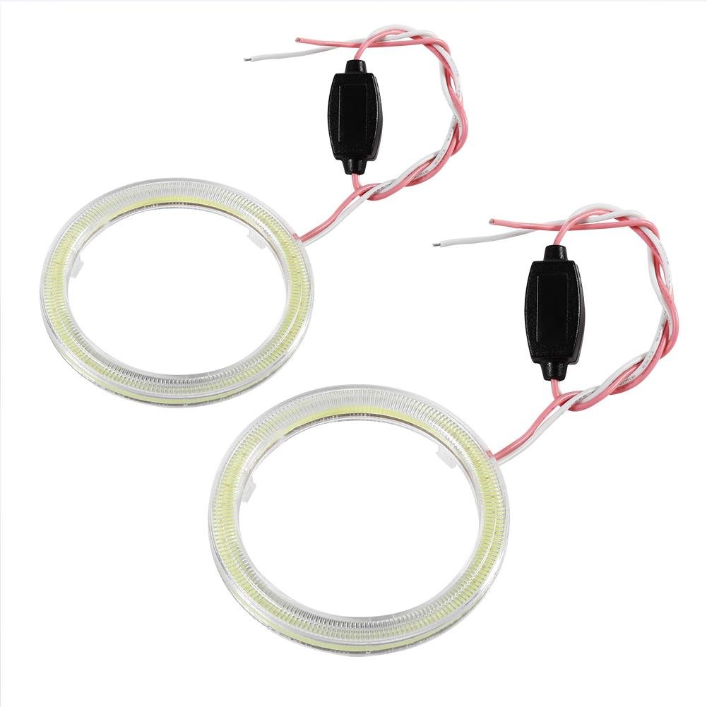 High-Performance 60mm LED Headlight with Halo Rings & COB Chips - DRL Compatible for Motorcycle and Car - Bright White Light (Perfect for Night Riding & Off-Road Adventures)