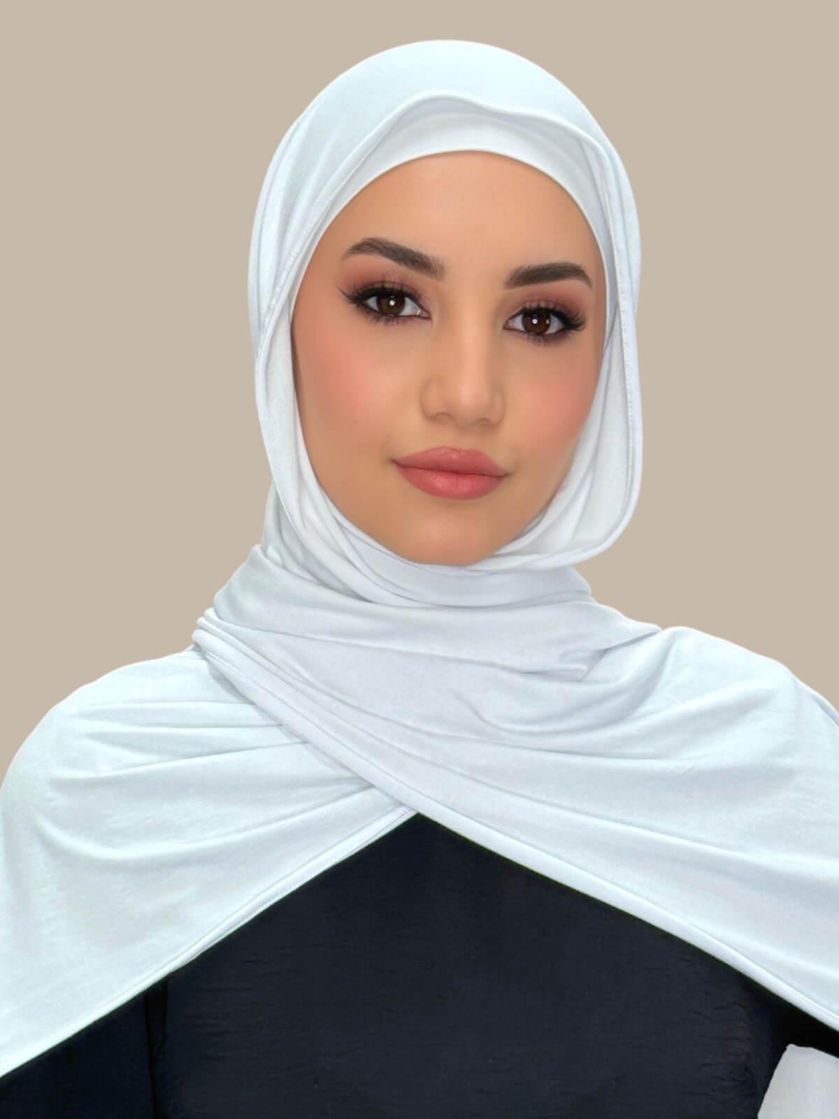 Premium Jersey Hijab Scarf - Soft & Breathable White Muslim Headscarf for Women - Perfect for Daily Wear, Prayer, and Modest Fashion