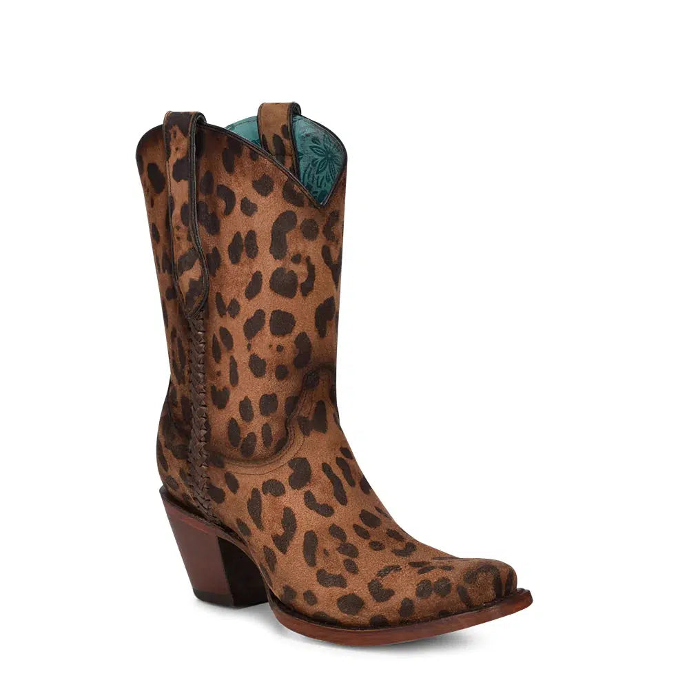 Women's Corral Brown Leopard Print Western Leather Mid-Calf Boots - Stylish Cowgirl Boots for Riding, Dancing & Country Fashion