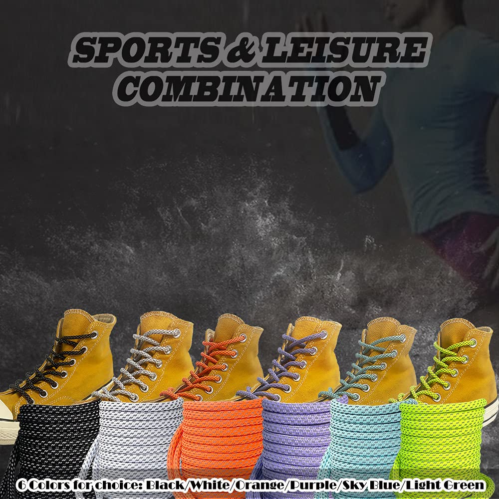Reflective Round Shoe Laces for Sneakers - High Visibility Running & Walking Shoelaces for Night Safety (2 Pairs) - Perfect for Jogging, Hiking, and Outdoor Activities
