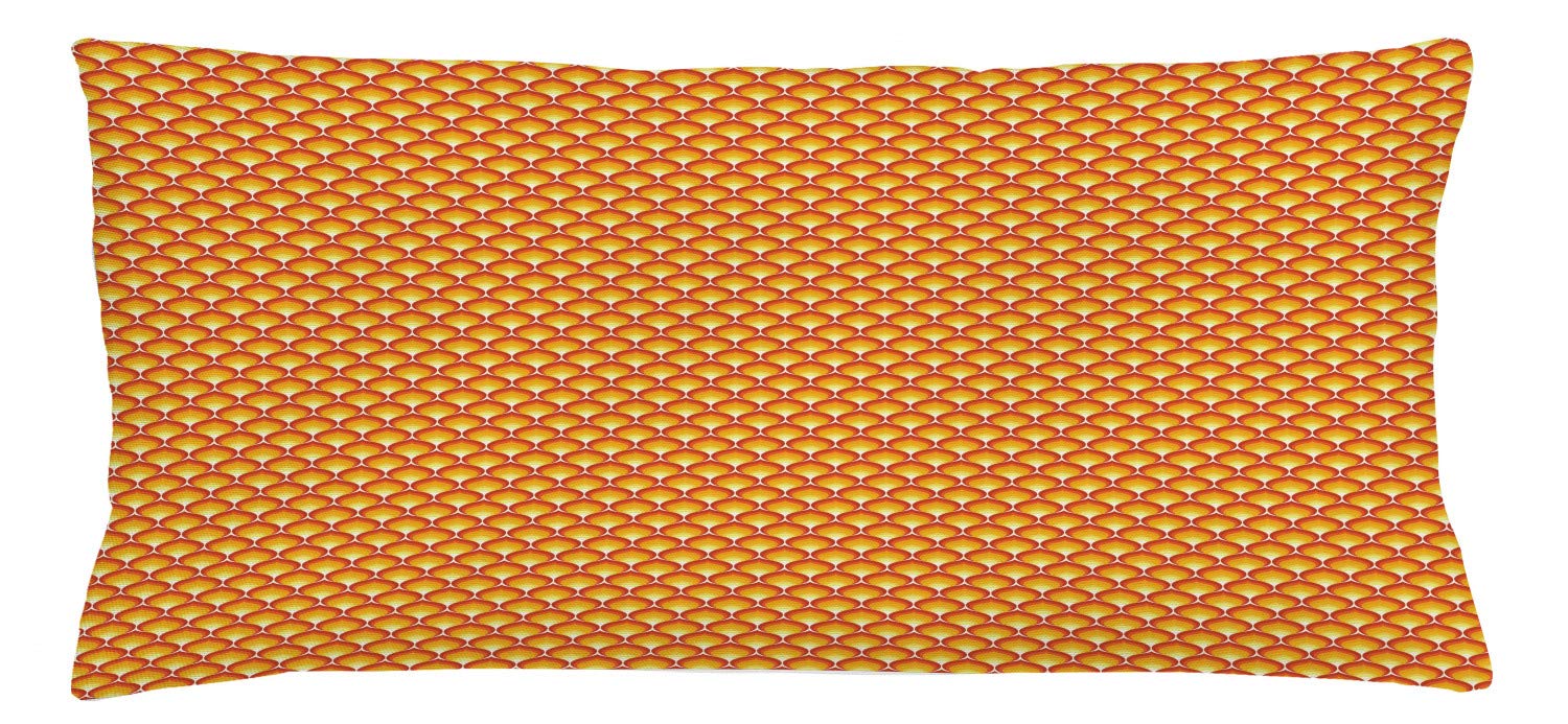 Ambesonne Abstract Throw Pillow Cover - Modern Art Deco Design in Tangerine & Vermilion Tones - 36x16 Inch Decorative Cushion Case - Perfect for Living Room Sofa, Bedroom Decor or Accent Pillow