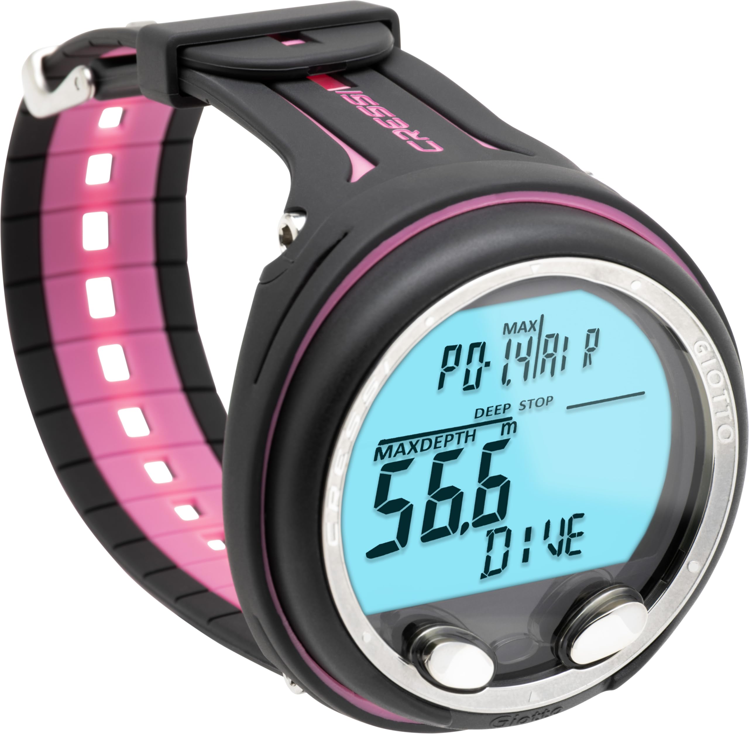 Cressi Giotto Scuba Diving Wrist Computer - Black/Pink Dive Watch for Men & Women | Perfect for Deep Sea Diving, Snorkeling & Underwater Adventures