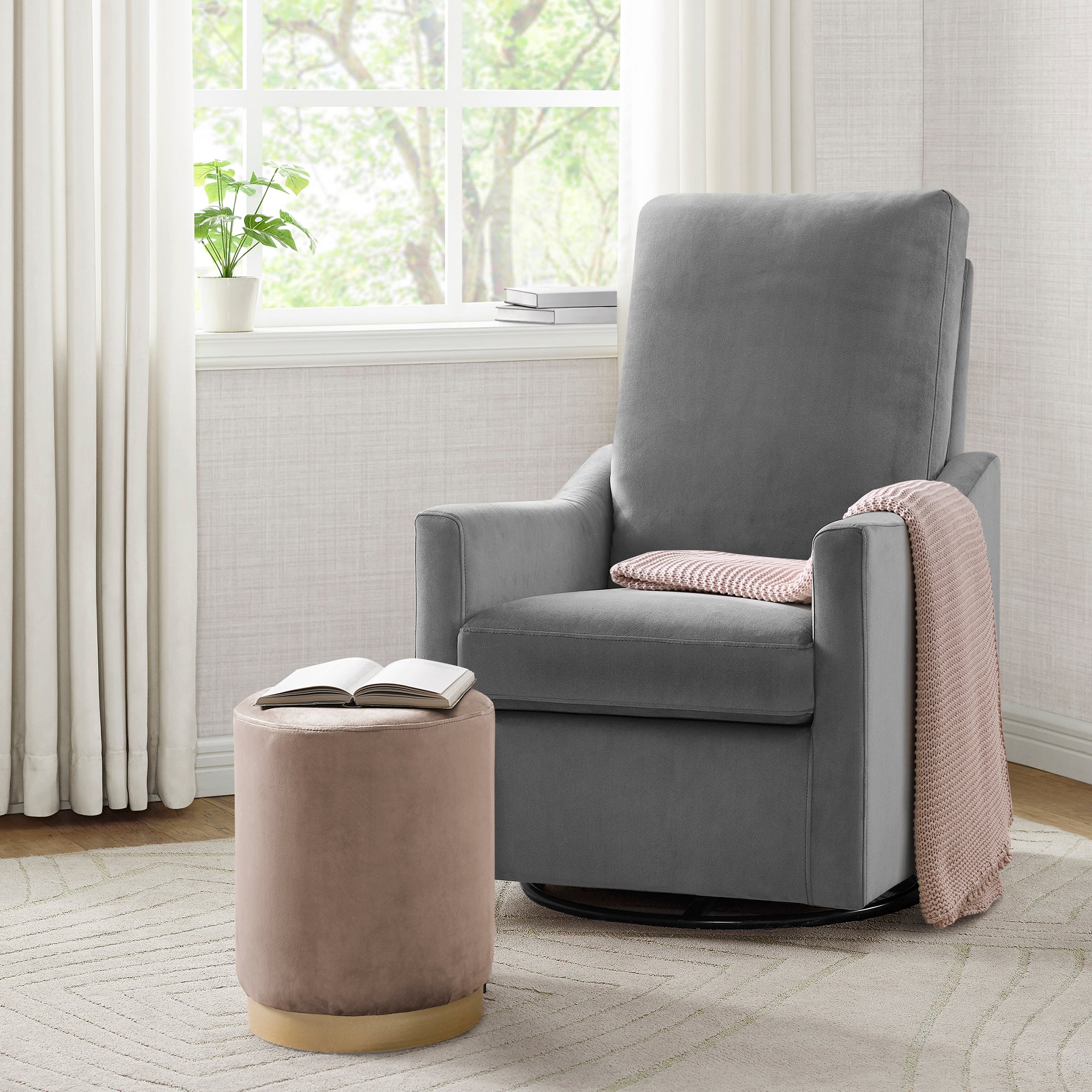 Andie Nursery Glider Swivel Chair with LiveSmart Fabric - Comfortable Rocking Recliner for Breastfeeding & Baby Nursery - Perfect for Nursing, Reading & Relaxing with Your Newborn