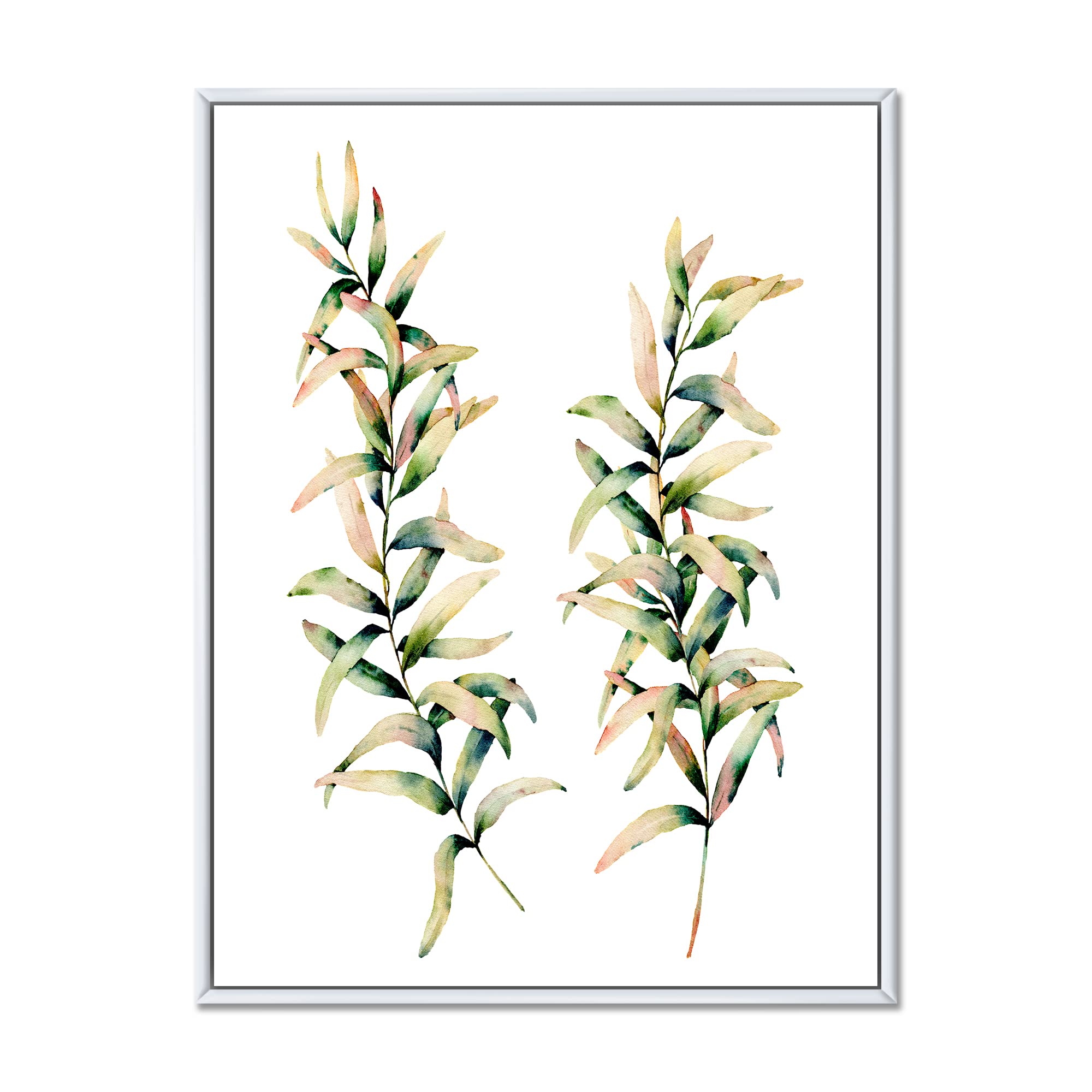 DesignQ Autumn Grass Branches Framed Canvas Wall Art Print - Handmade Home Decor for Living Room, Bedroom & Office