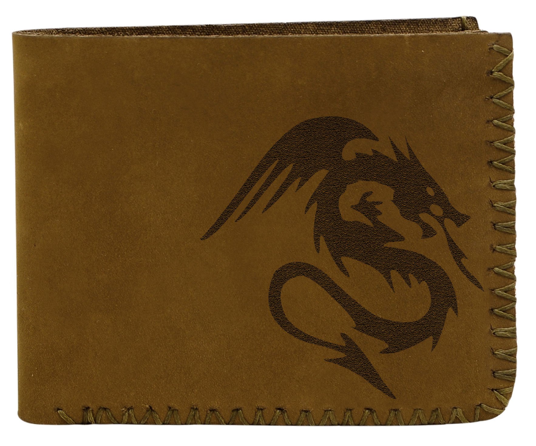 Genuine Handmade Pull-Up Leather Wallet for Men - Dragon Abstract Design - Perfect for Everyday Use, Travel & Gifts