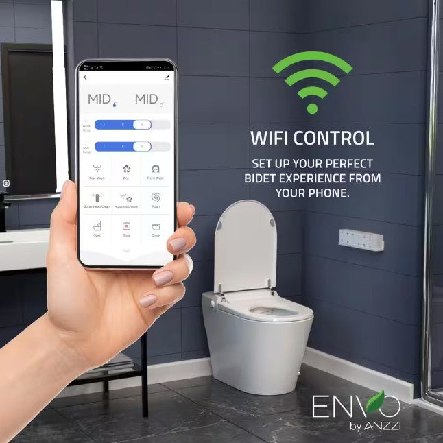 Anzzi TL ST950WIFI WH Envo Echo Smart Bidet Toilet - 1.28 GPF Elongated Bowl with Voice & WiFi Control - Modern Touchless Flushing for Hygienic Bathroom Experience - Perfect for Smart Homes and Luxury Bathrooms