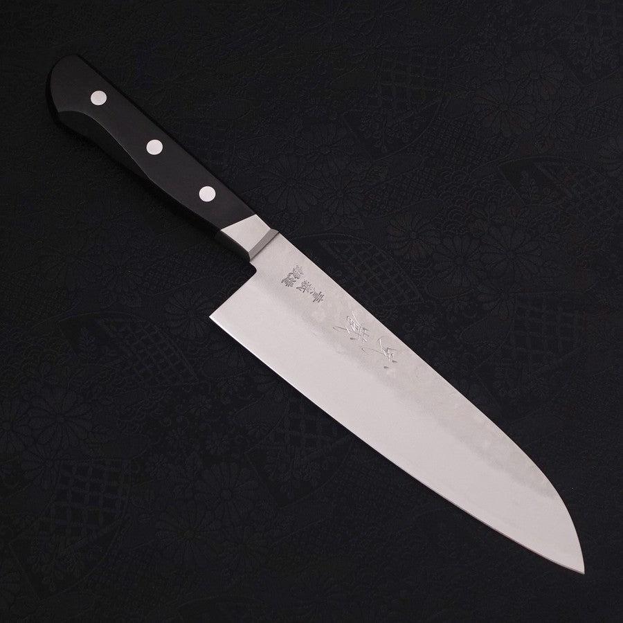 Premium Santoku Knife 180mm - Blue Steel #2 Tsuchime Stainless Clad with Western Handle - Perfect for Slicing, Dicing & Chopping Vegetables, Meat & Fish