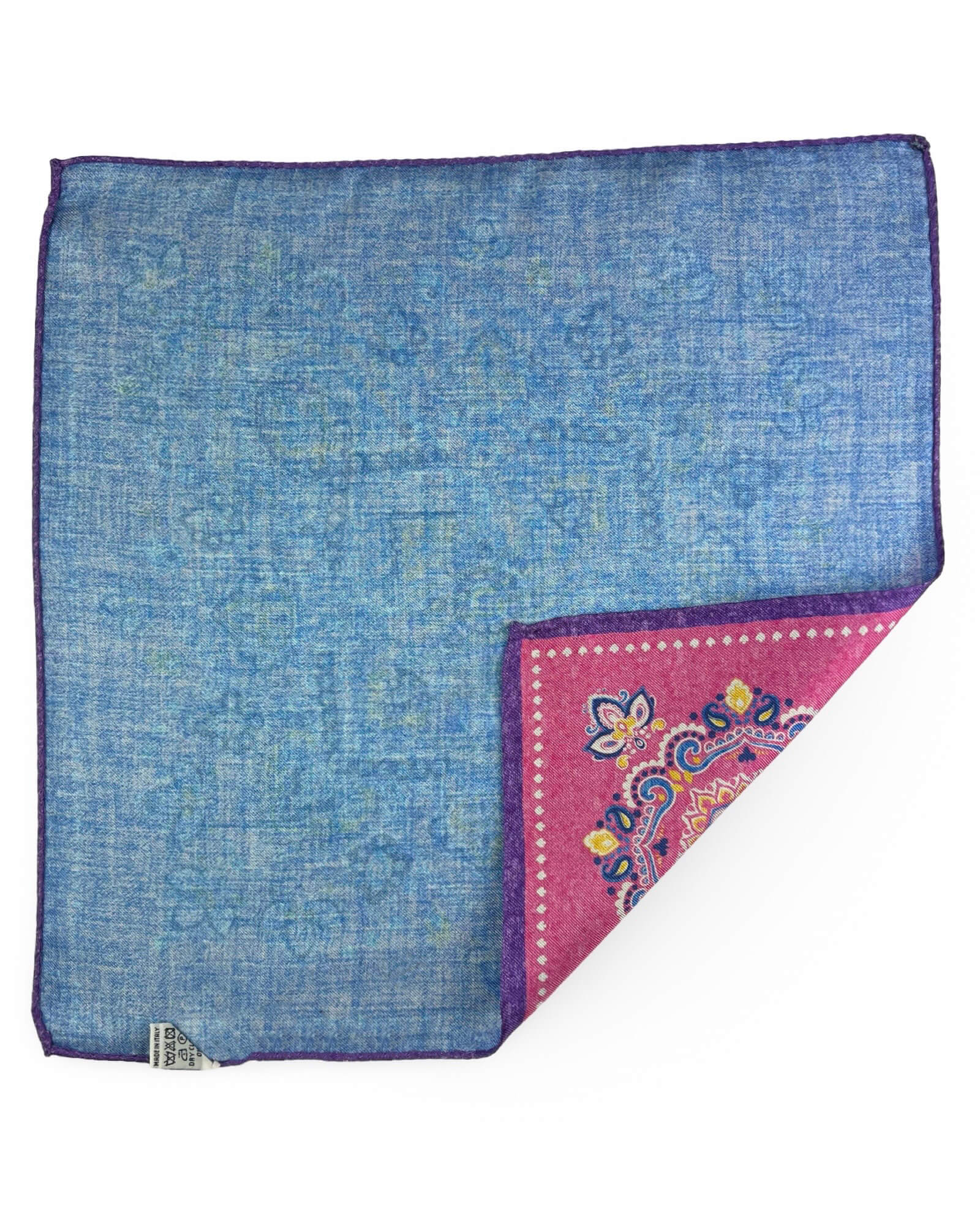 DÉCLIC Pasar Pattern Reversible Hanky Scarf - Light Blue Cotton Fashion Accessory for Women, Perfect for Casual Outfits, Beach Cover-ups, and Summer Styling
