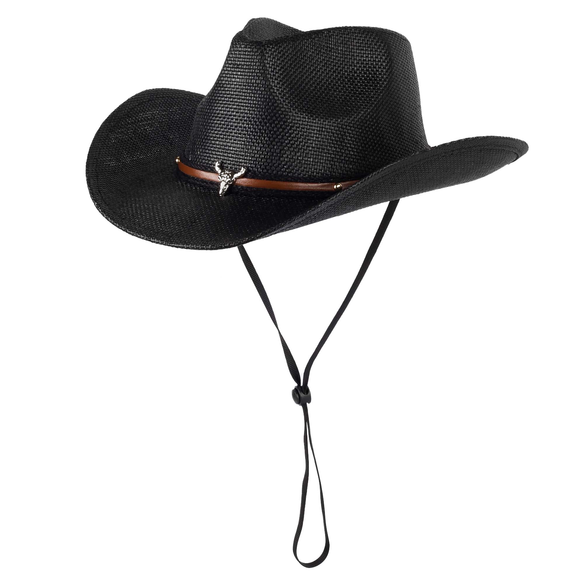 Stylish Black Cowboy Hat for Men & Women - Western Rodeo Hat for Country Music Festivals, Halloween Costumes & Outdoor Adventures