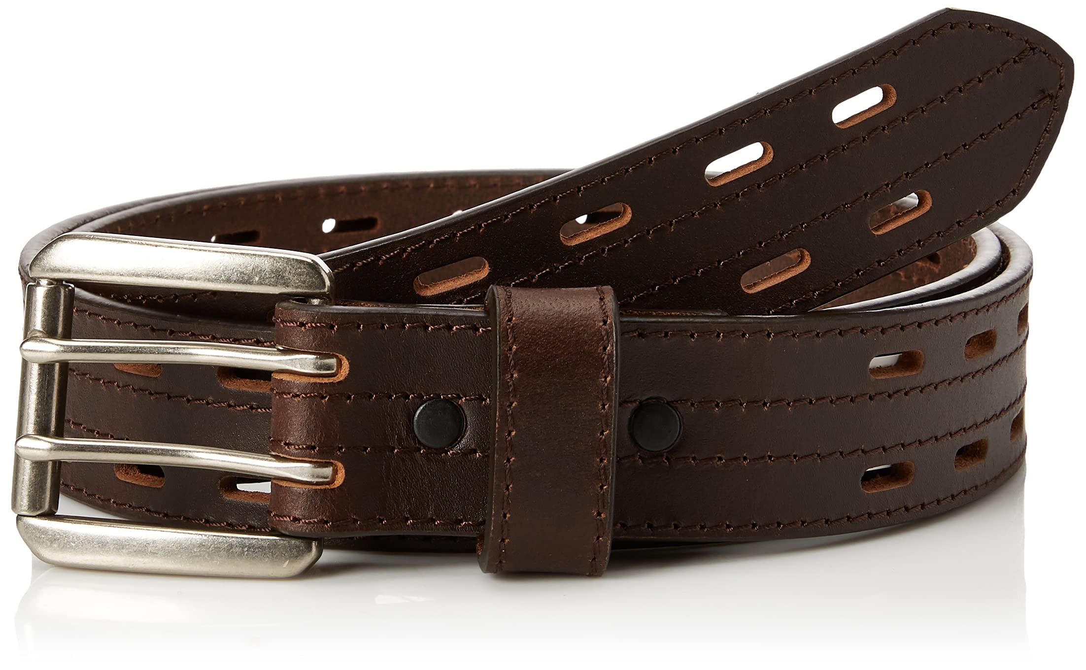 Danbury Work Wear Men's Double-Prong Belt - Heavy Duty Work Belt for Construction & Carpentry | Adjustable Leather Belt for Tools & Work Pants | Perfect for Job Sites, Outdoor Work & DIY Projects