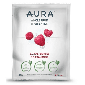 Aura Whole Fruit Freeze-Dried BC Raspberries - 10 Pack (10g Each) - Healthy Snack for Kids, Baking, Smoothies & On-the-Go Nutrition