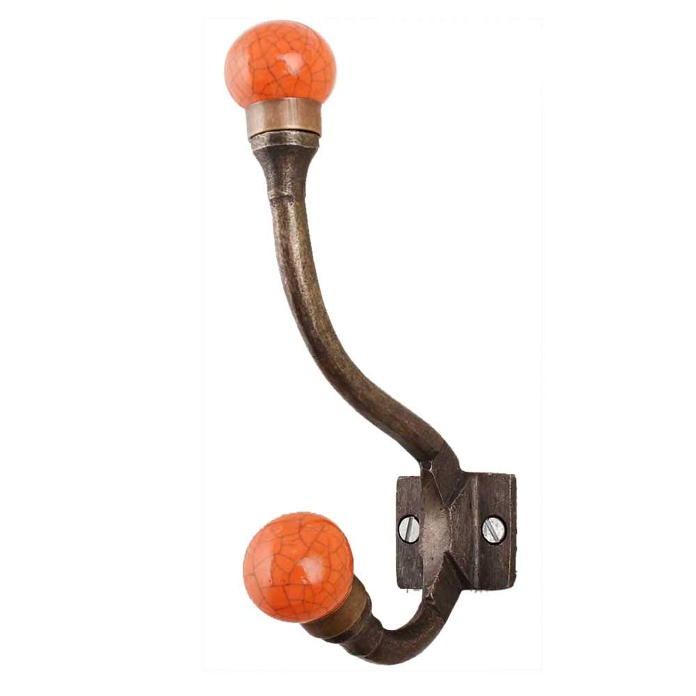 2 Pack Orange Wall Hooks - Iron Coat Rack & Key Hooks for Farmhouse Decor [15.88cm] - Perfect for Entryway & Kitchen Organization