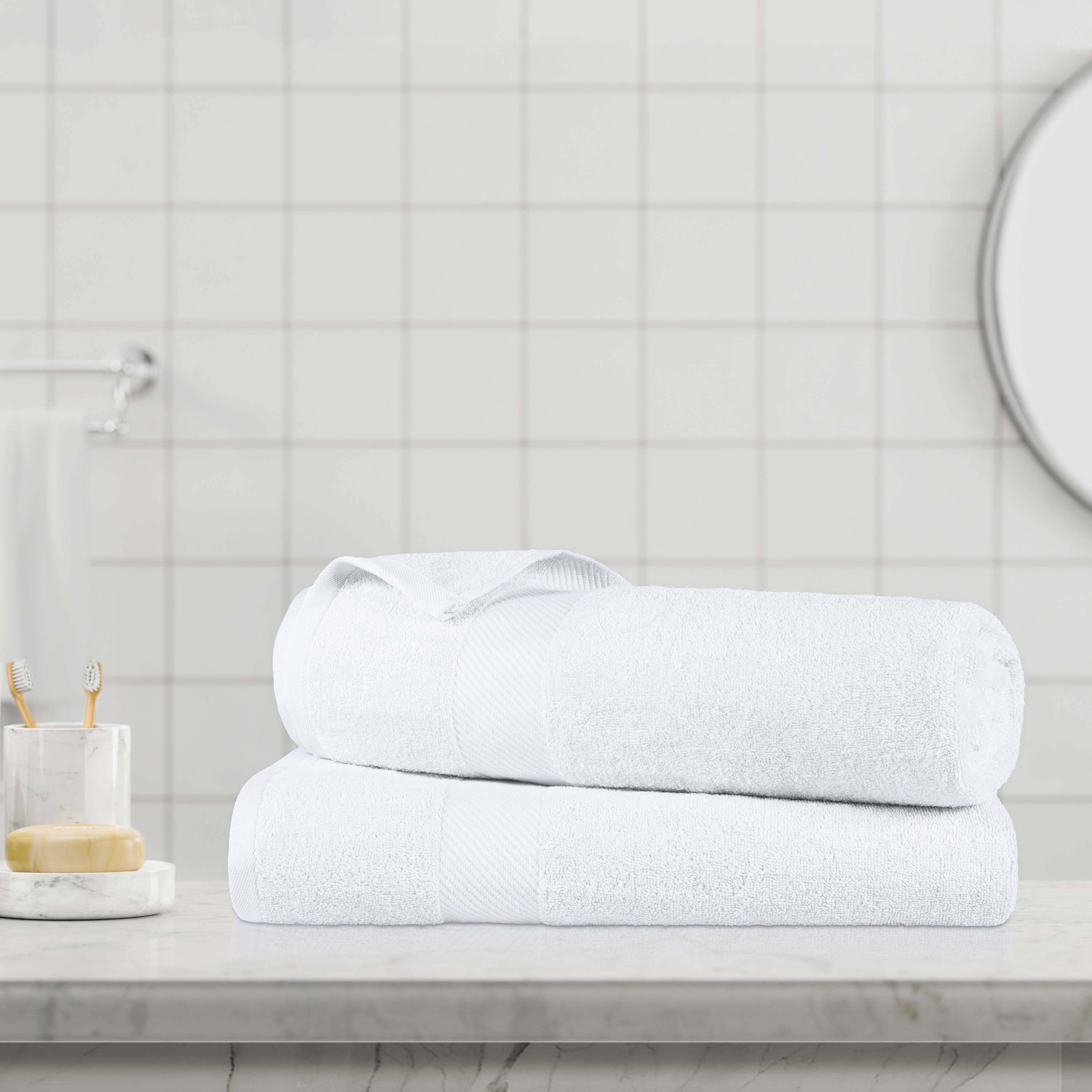 Premium Egyptian Cotton 2-Piece Bath Sheet Set with Luxury Dobby Border - Ultra Soft & Absorbent Towels for Spa, Hotel & Home Bathroom Luxury
