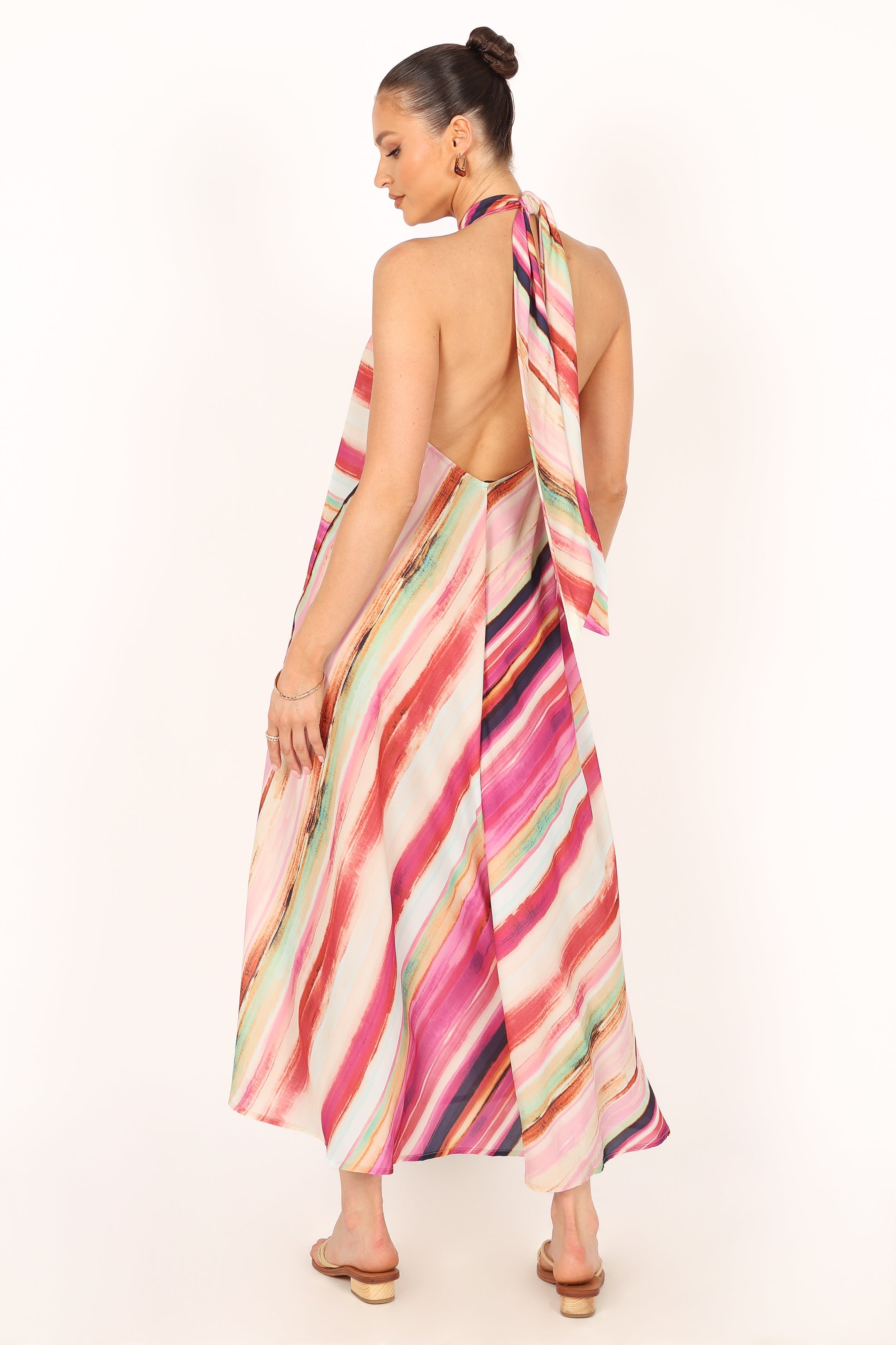 Antonijia Women's Halterneck Maxi Dress - Floral Stripe Design, Long Sleeve Summer Beach Dress for Vacation, Party, and Casual Wear