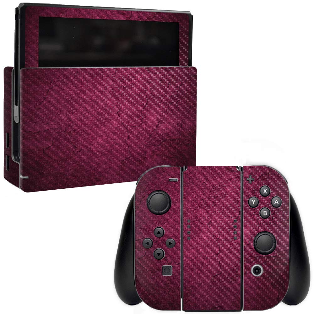 Pink Gravel Carbon Fiber Skin for Nintendo Switch - Protective & Durable Textured Cover | Easy to Apply & Remove | Made in USA | Perfect for Gaming, Travel & Customization