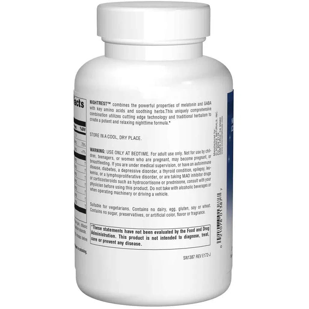 Source Naturals NightRest with Melatonin - Natural Sleep Aid Supplement for Better Sleep & Relaxation - Perfect for Stress Relief, Jet Lag & Insomnia Support