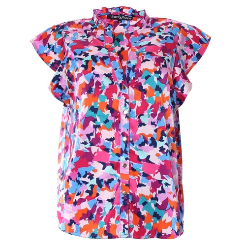 Jody Top Navy - Women's Casual Short Sleeve Blouse for Summer Outfits & Office Wear