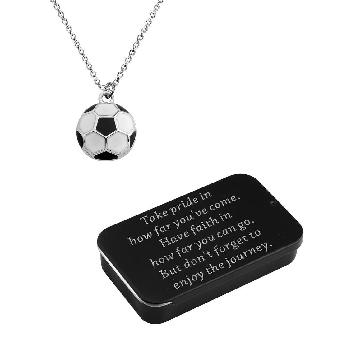 FUSTMW Soccer Ball Necklace - Sterling Silver Soccer Pendant Jewelry for Players & Fans - Perfect Gift for Soccer Lovers, Team Members & Coaches - Great for Game Days, Training & Soccer Themed Parties