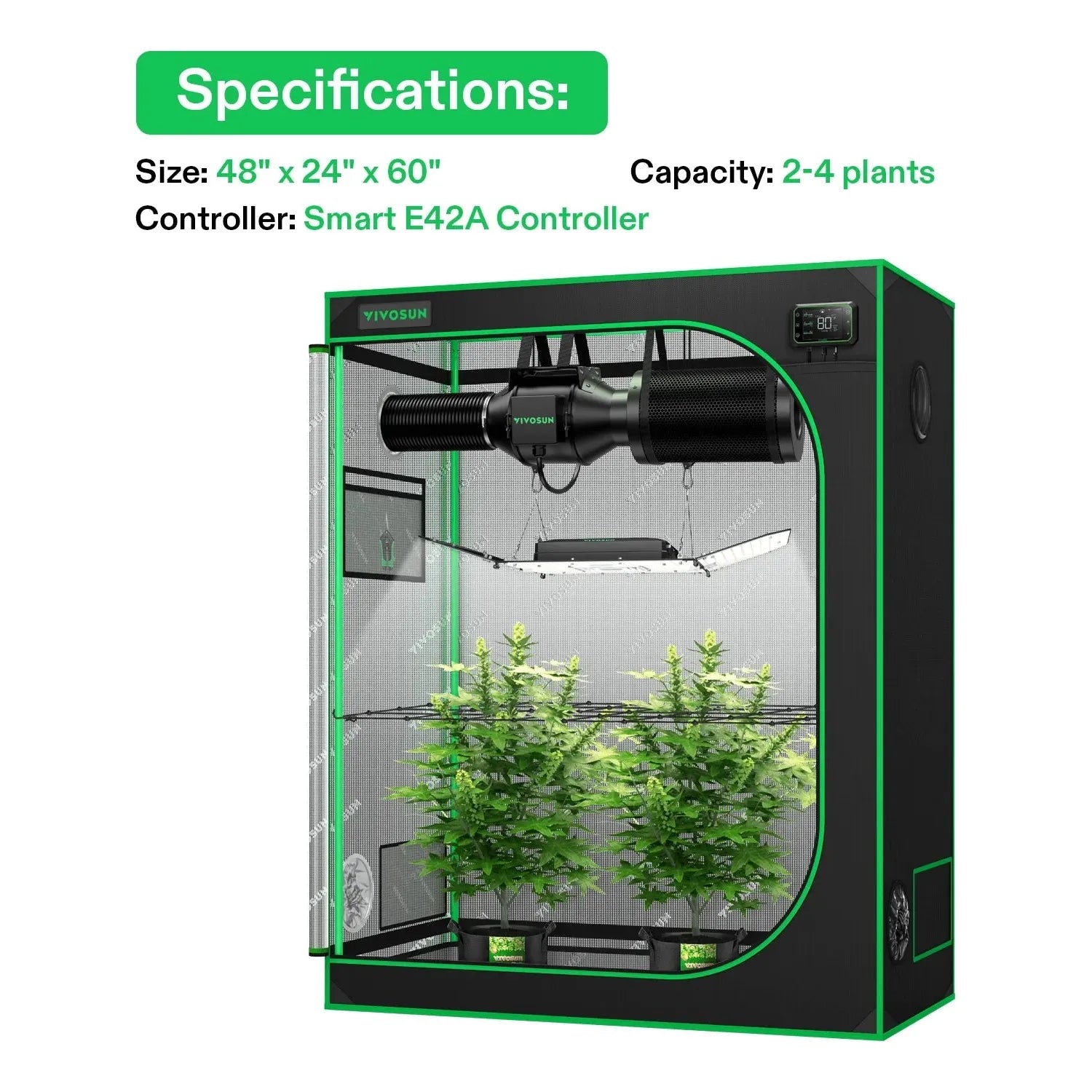 Vivosun Smart Grow Tent Kit for Indoor Plants | 2' x 4' Hydroponic Grow System with LED Lights - Perfect for Home Gardening, Seed Starting & Herb Cultivation