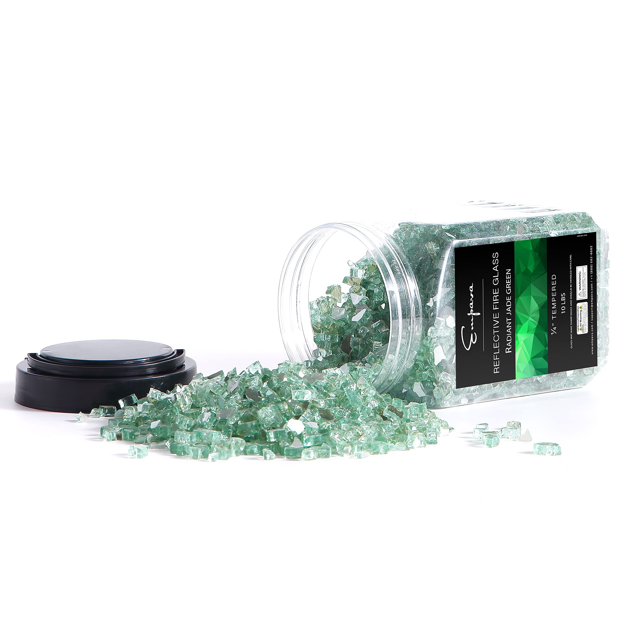 Empava 10 lbs. 1/4-inch Reflective Tempered Glass for Gas Fire Pit, Radiant Jade Green - Perfect for Outdoor Patio, Backyard, and Garden Decor