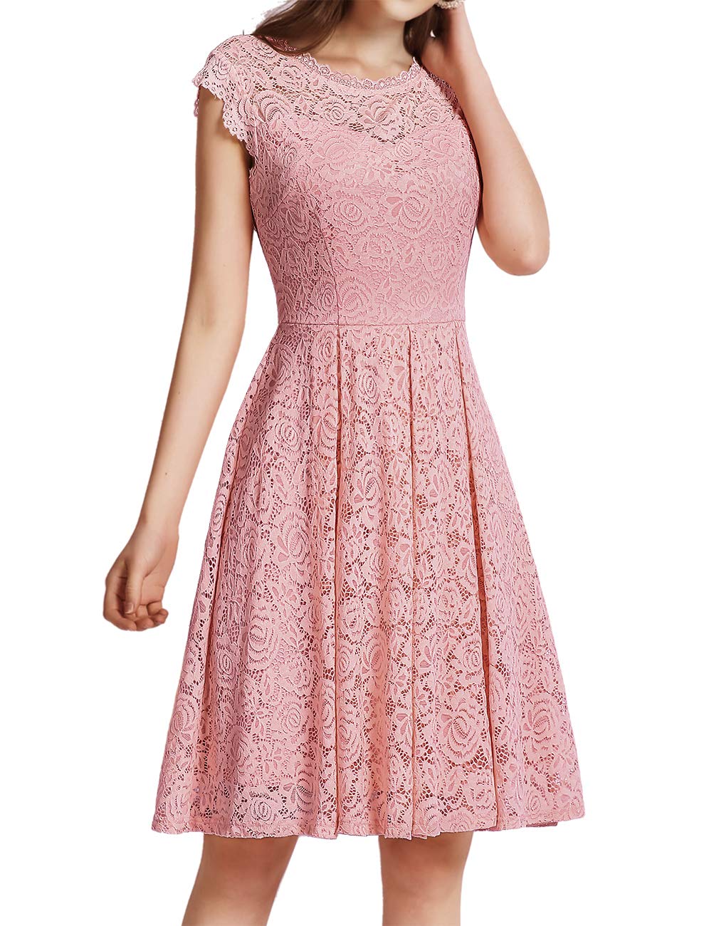 Elegant Floral Lace A-Line Prom Dress for Women - Graduation, Cocktail Party & Wedding Guest Dress | Formal Evening Occasions & Special Events