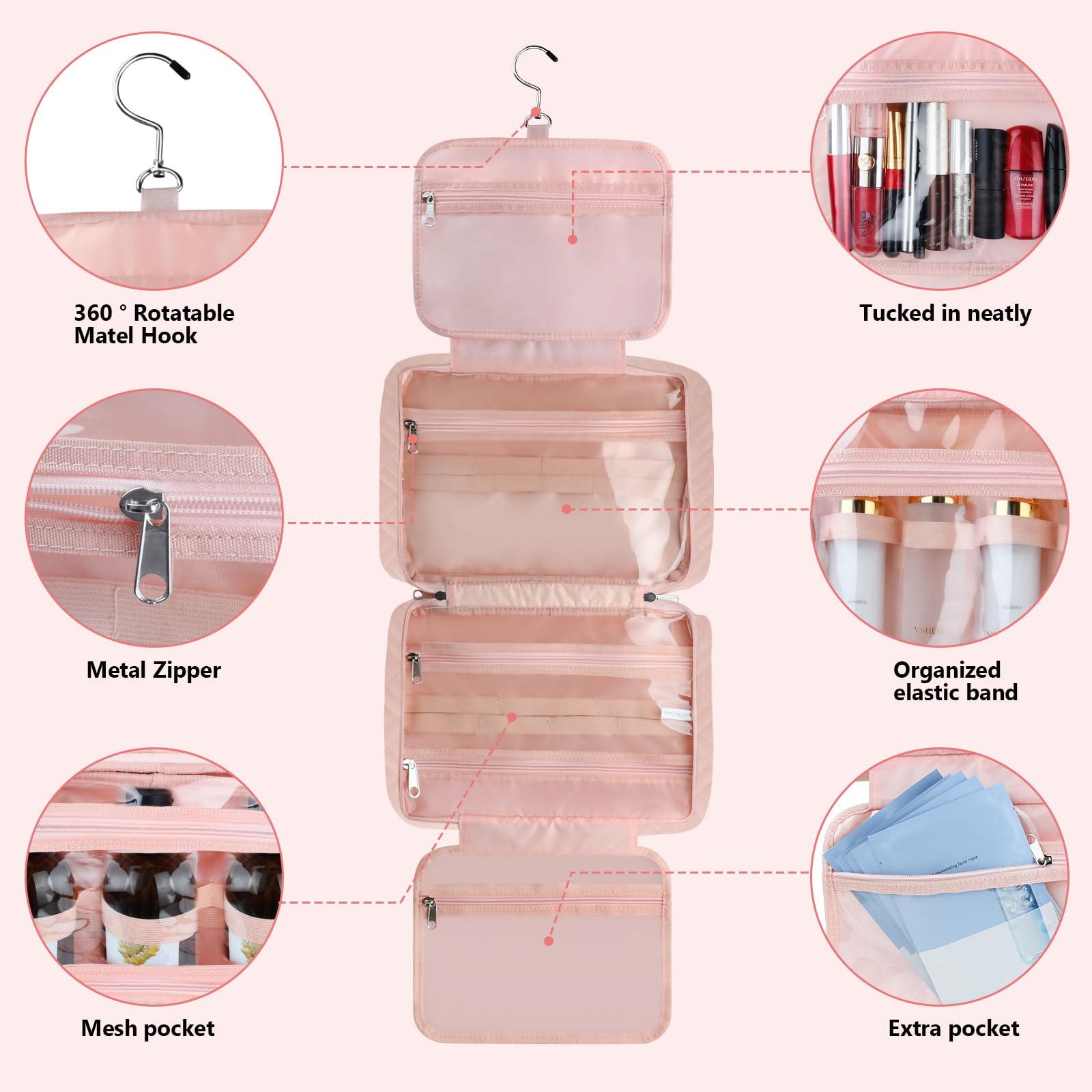 Waterproof Hanging Toiletry Bag for Women - Travel Makeup Organizer - Perfect Gift for Travelers