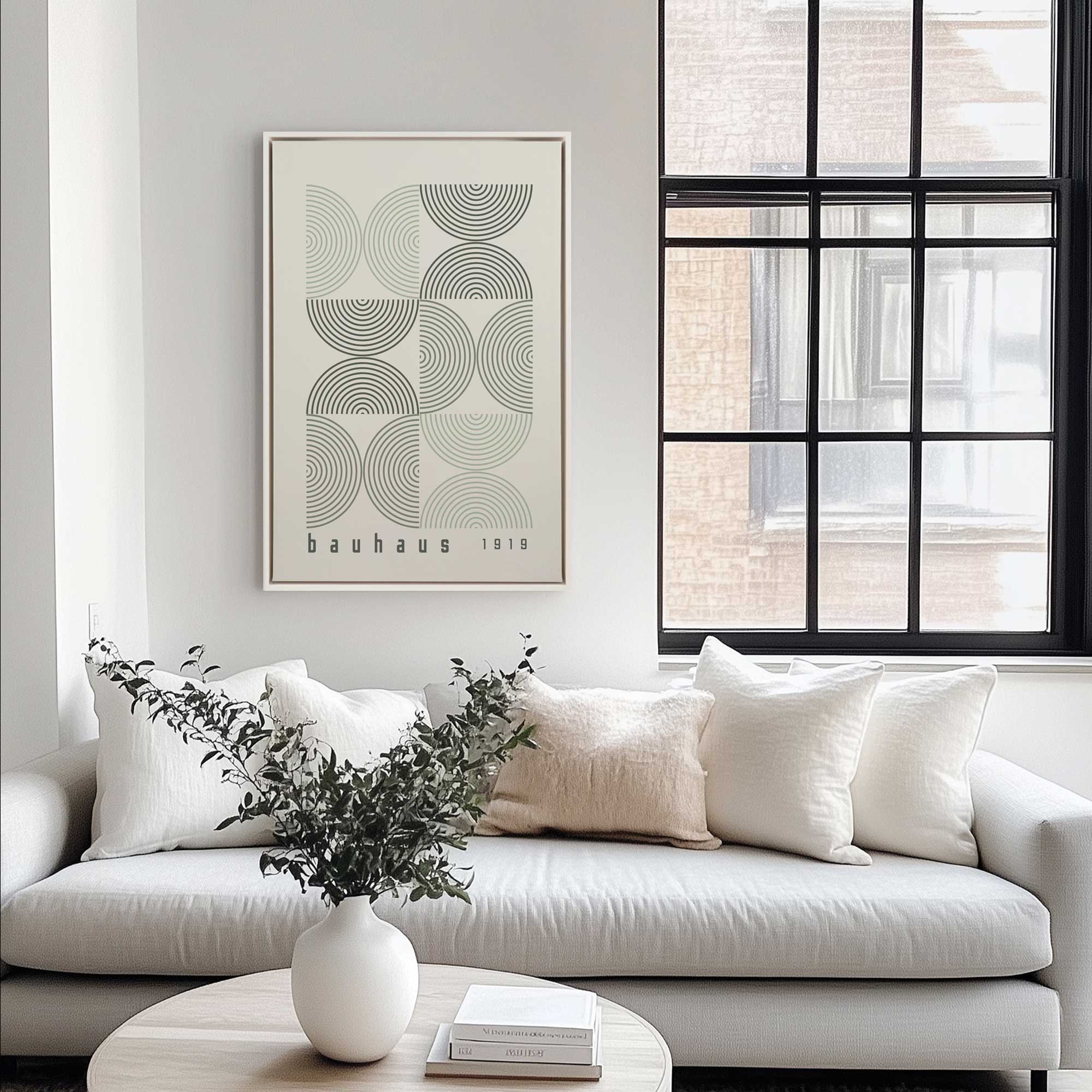 Bauhaus Green Abstract Art Print on Canvas - Modern Wall Decor for Living Room, Office & Bedroom