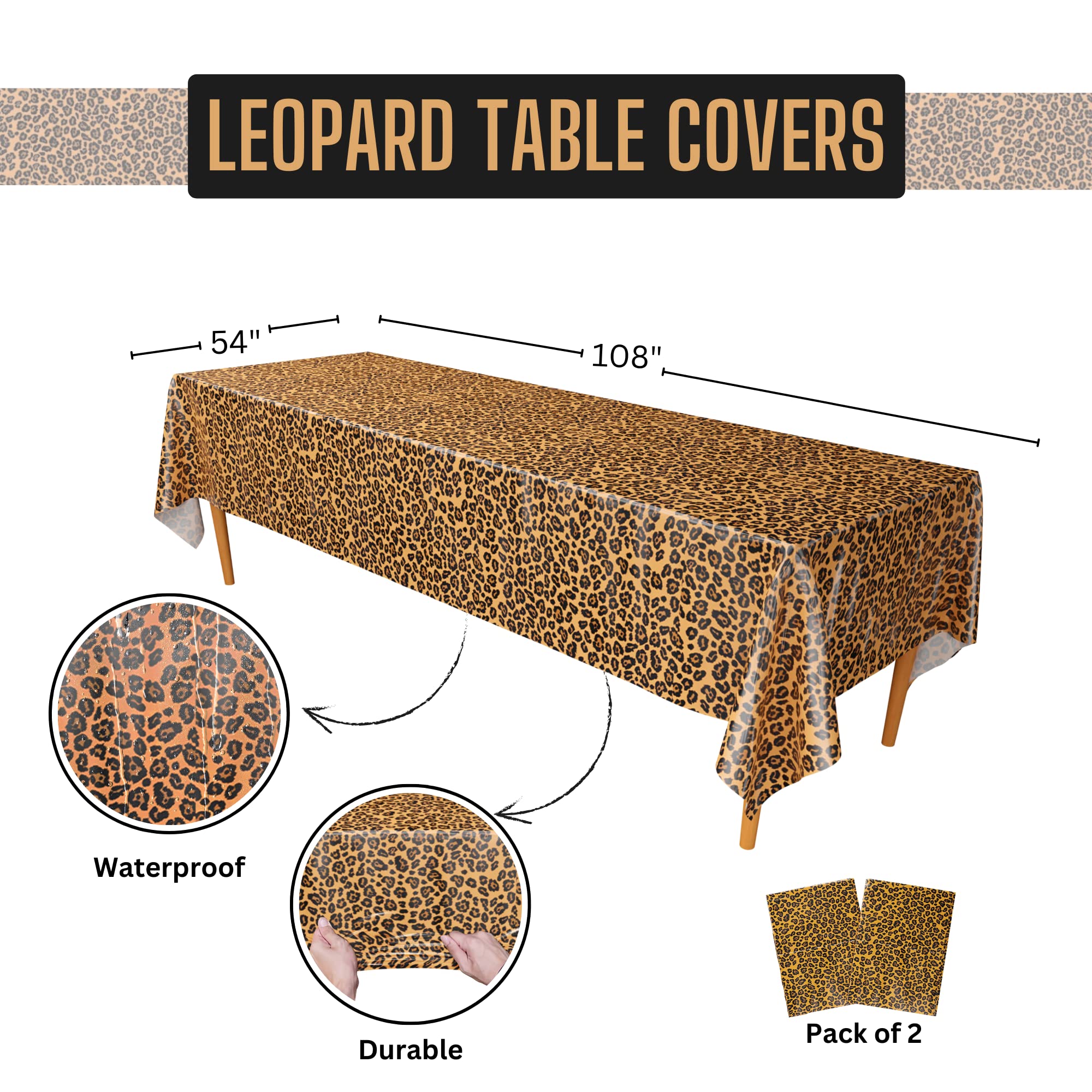 Leopard Print Party Supplies Pack (127 Pieces for 16 Guests) - Cheetah Themed Party Decorations, Animal Print Plates & Napkins | Perfect for Birthday Celebrations, Baby Showers & Jungle Theme Parties