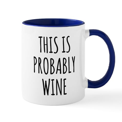 White/Navy Inside - This Is Probably Wine Mug Mugs