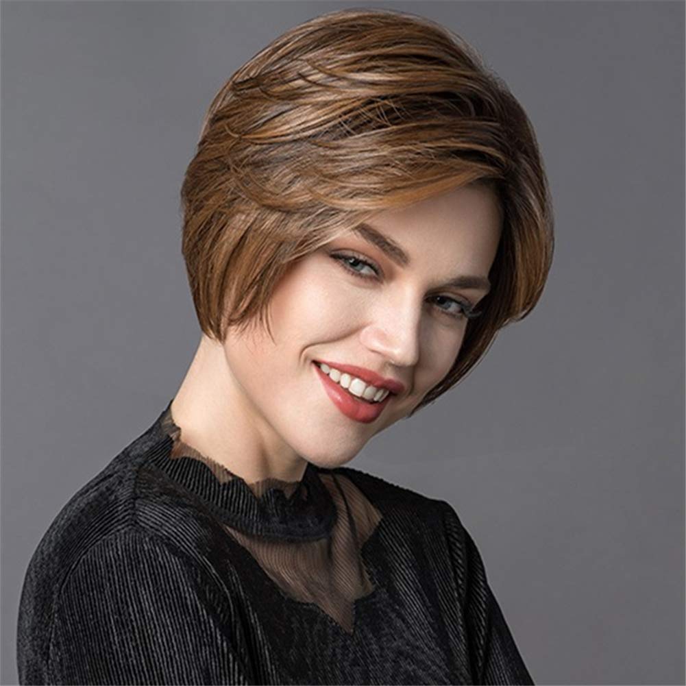 OYSRONG Heat Resistant Synthetic Fiber Wig for Women - Light Brown Straight Short Hairpiece | Perfect for Cosplay, Daily Wear & Costume Parties