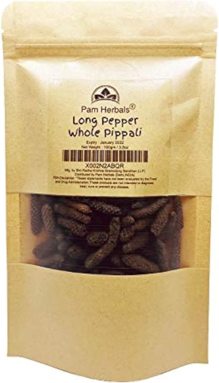 Premium Indian Long Pepper (Pippali) Whole - 3.5oz Resealable Kraft Bag - Authentic Pipal Spice for Meat, Fish & South Indian Curries - Perfect for Ayurvedic Cooking, Homemade Masala & Gourmet Dishes