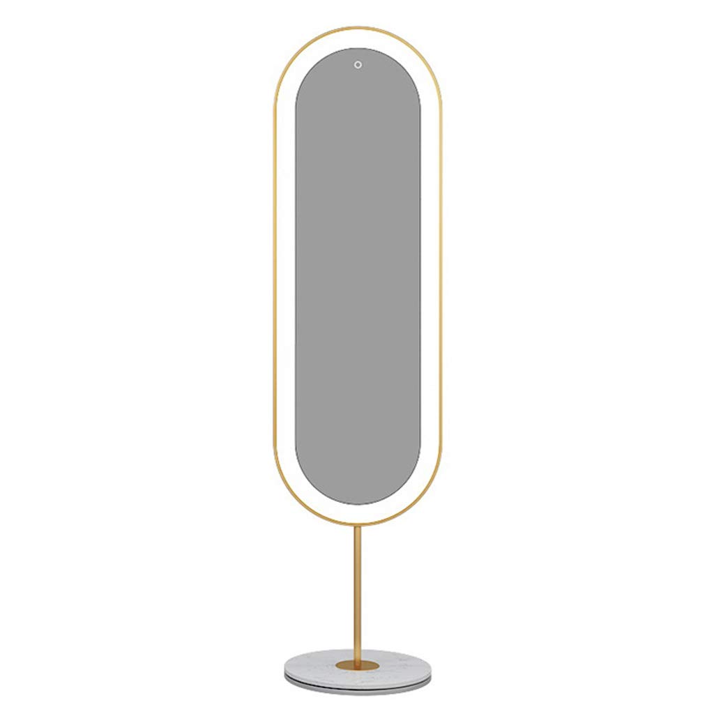 Nordic Minimalist Full-Length Floor Mirror with Golden Marble Base - Standing Iron Vanity Mirror for Bedroom, Dressing Room & Clothing Store Fitting