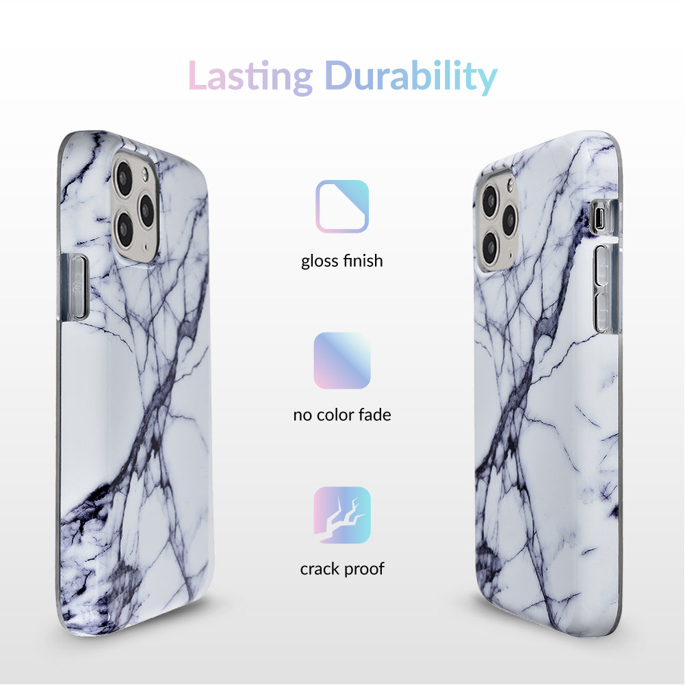 Elegant White & Gray Marble iPhone Case - Slim Protective Cover for iPhone 13/14/15 Pro Max - Perfect for Work, Travel & Everyday Use