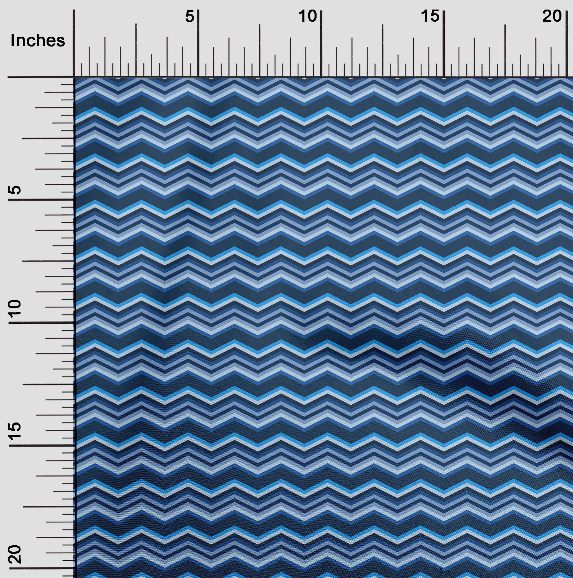 oneOone Rayon Blue Chevron Print Fabric by The Yard - 56 Inch Wide Dress Material for Summer Dresses, DIY Projects & Home Decor