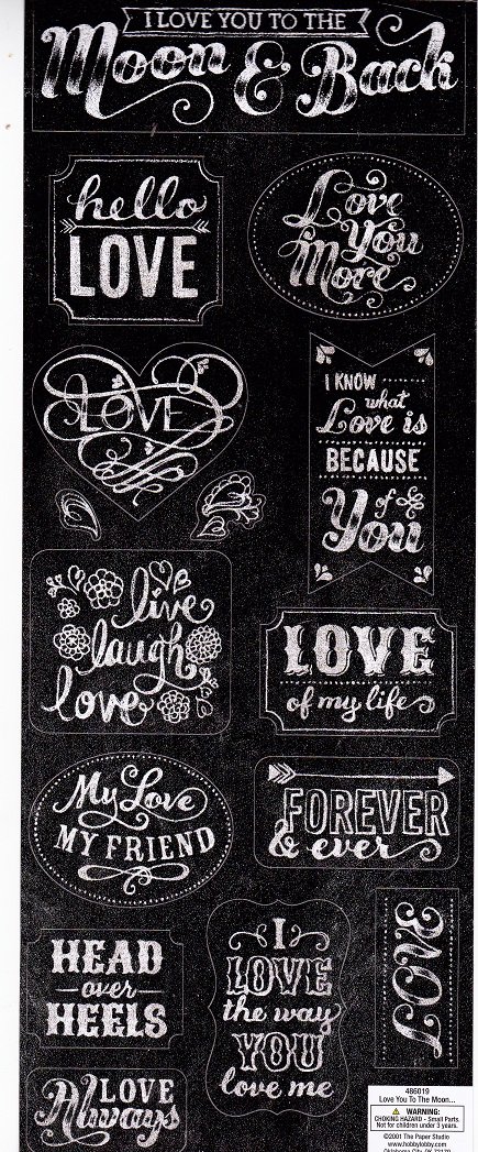 Stickabilities Cardstock Stickers - Chalk Style Love You to The Moon Design - Premium Scrapbooking & Journaling Supplies for DIY Crafts, Card Making, and Planner Decorations