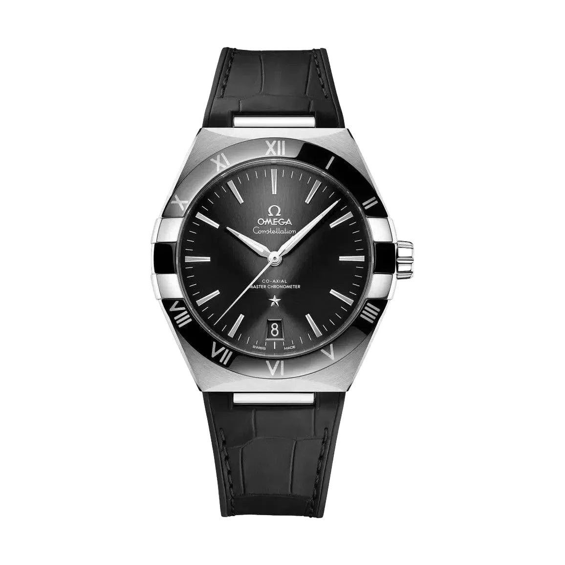 Omega Constellation Co-Axial Master Chronometer 41mm Men's Watch - Black Dial with Genuine Leather Strap - Luxury Dress Watch for Business & Formal Occasions