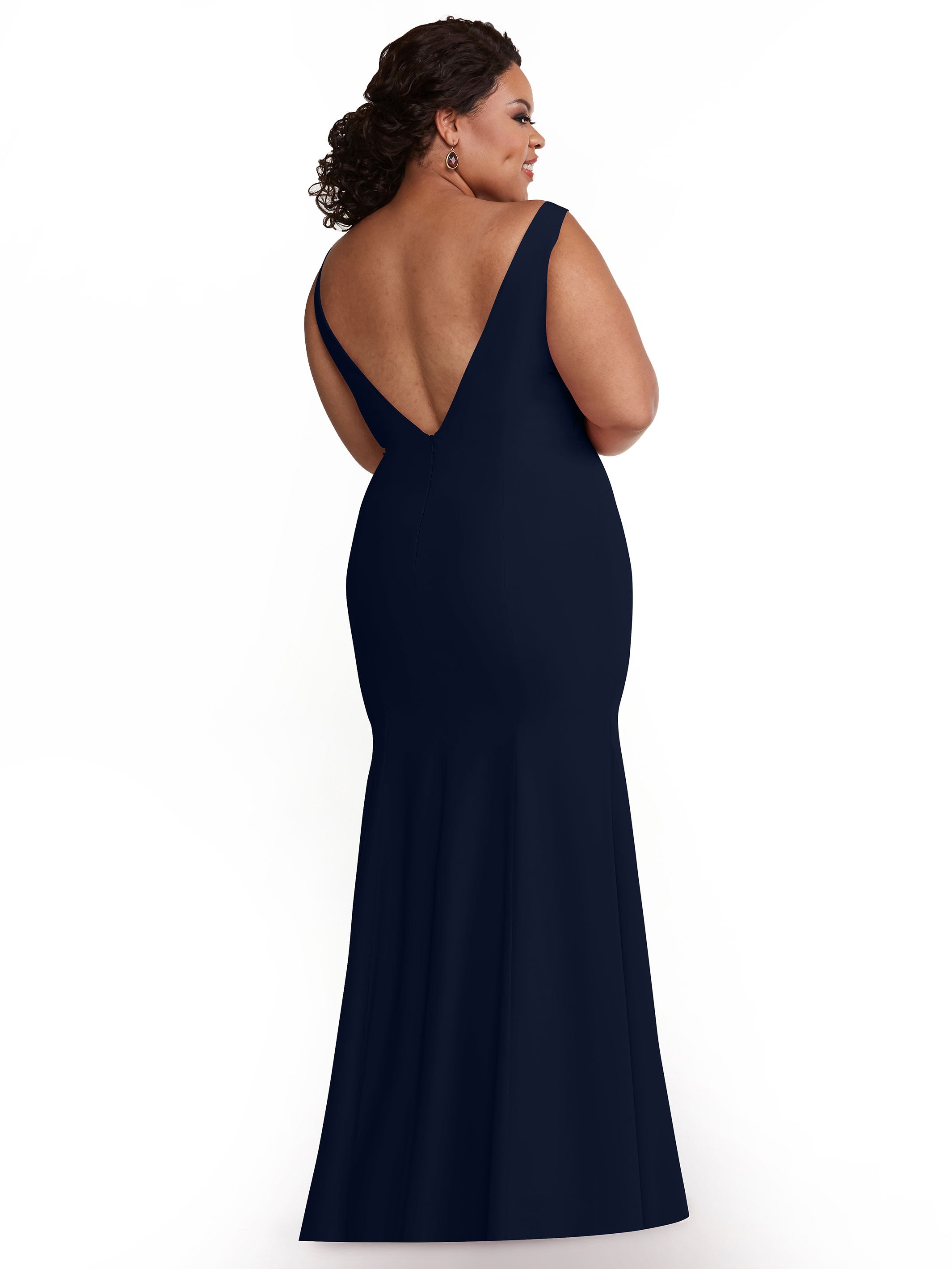 Elegant 83010 Mermaid Stretch Chiffon Bridesmaid Dress with Plunging Neckline - Perfect for Weddings, Prom & Formal Events